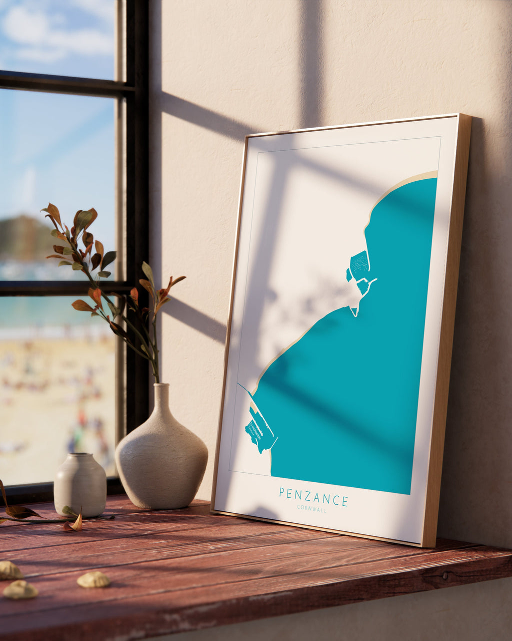 Penzance Print- Penzance Map Art, Cornwall Art, Newlyn Art, Cornwall Beach Art, Cornwall Map, Cornwall Coast, Cornwall Art