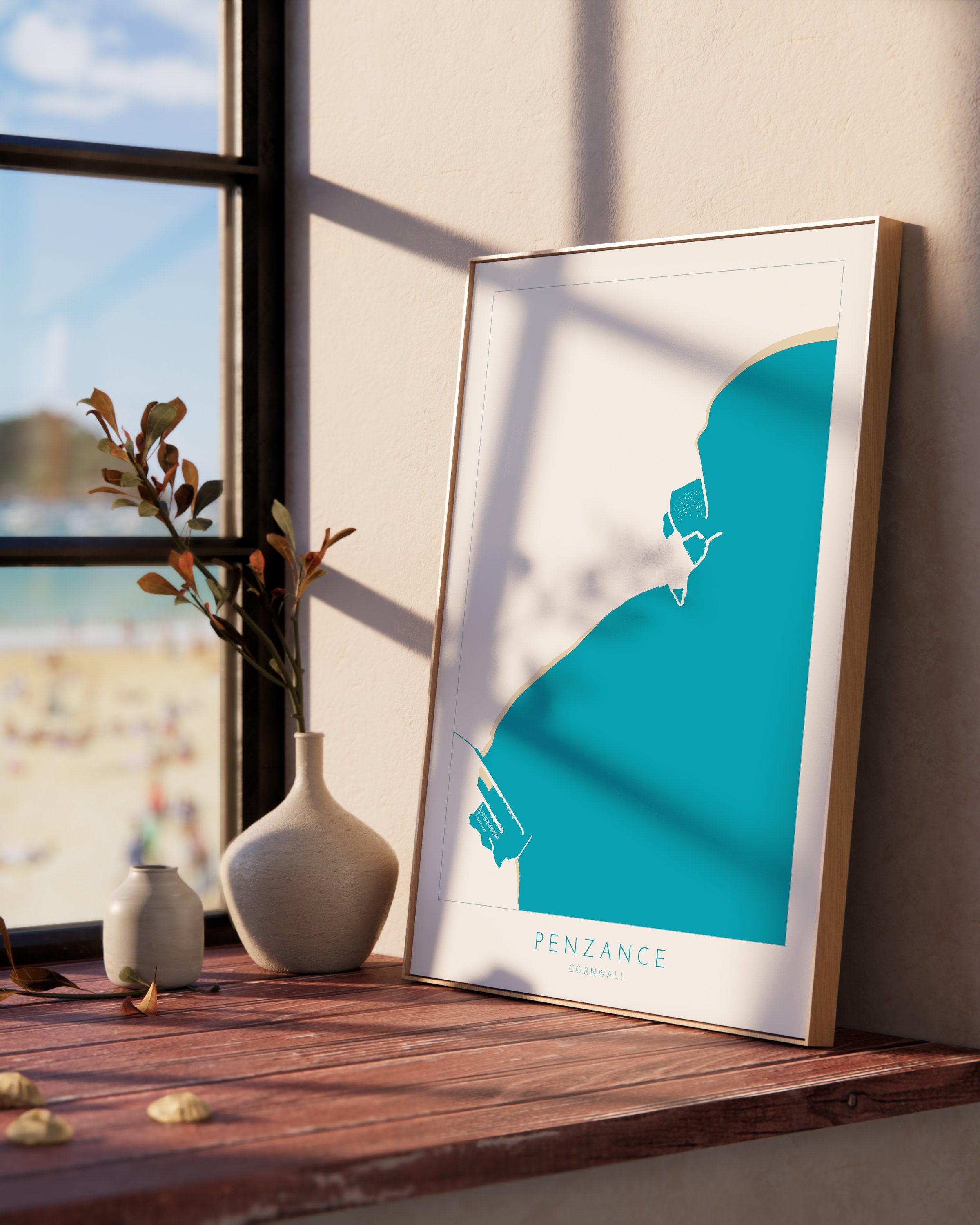 Penzance Print- Penzance Map Art, Cornwall Art, Newlyn Art, Cornwall Beach Art, Cornwall Map, Cornwall Coast, Cornwall Art