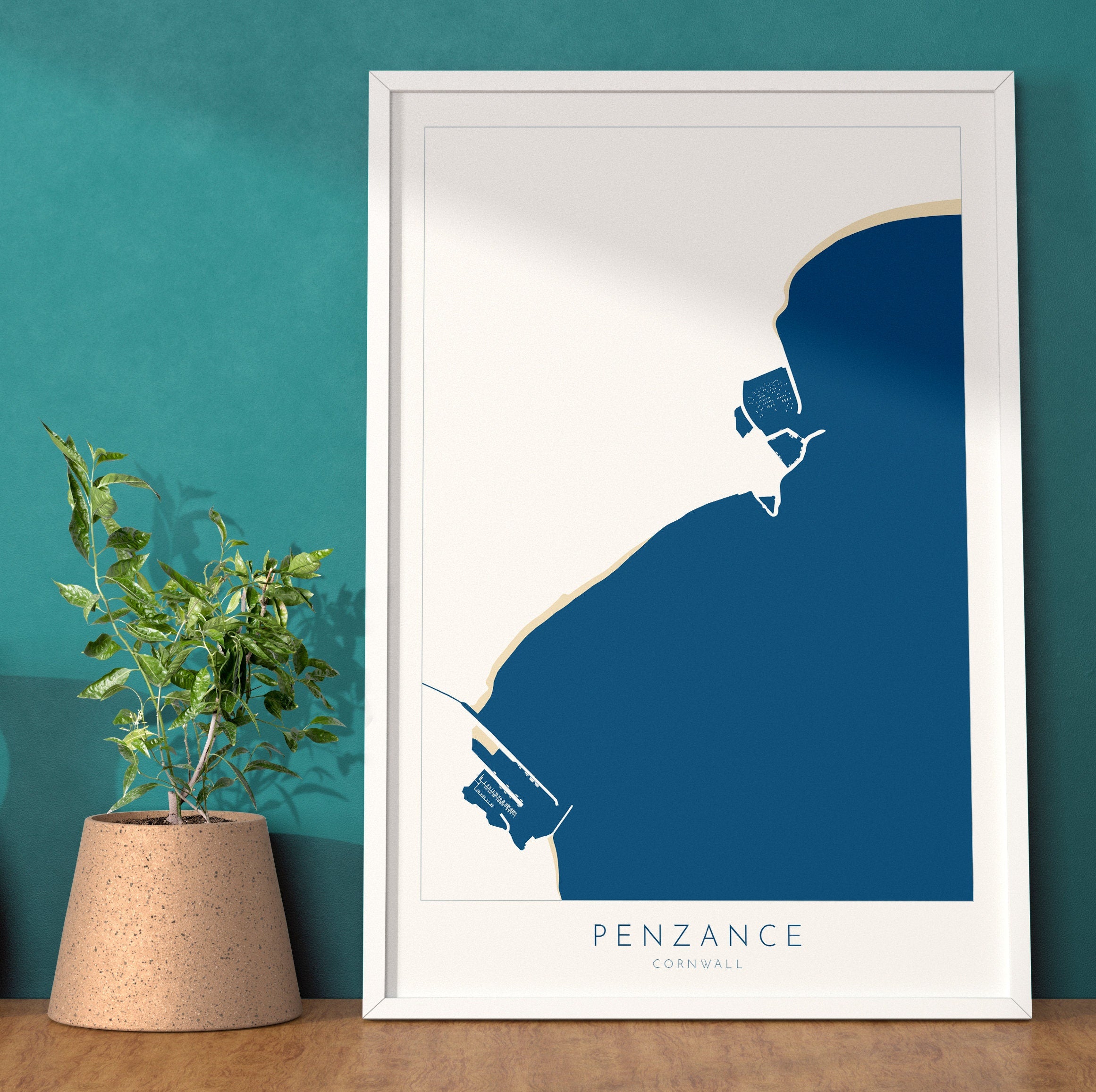 Penzance Print- Penzance Map Art, Cornwall Art, Newlyn Art, Cornwall Beach Art, Cornwall Map, Cornwall Coast, Cornwall Art