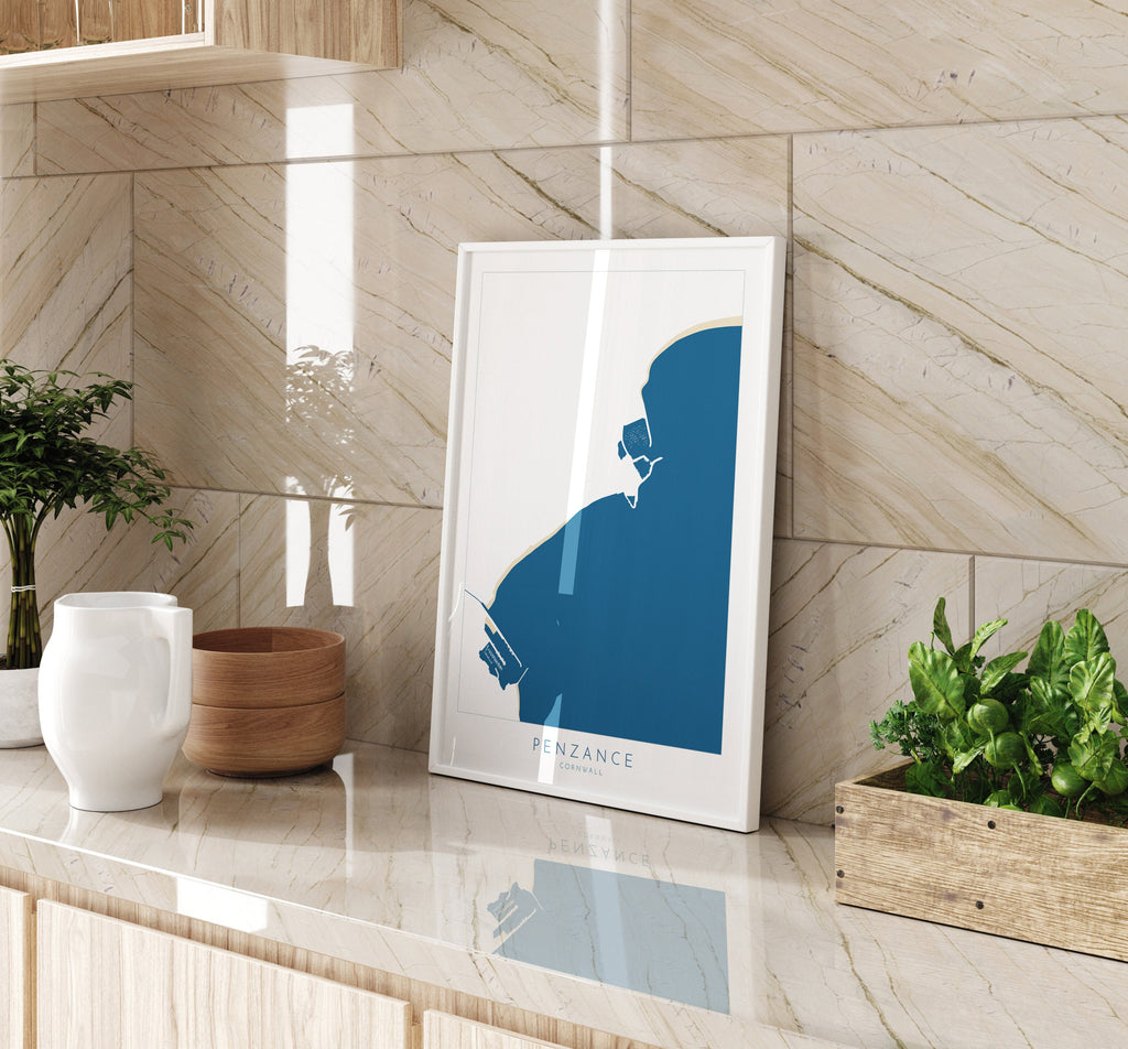 Penzance Print- Penzance Map Art, Cornwall Art, Newlyn Art, Cornwall Beach Art, Cornwall Map, Cornwall Coast, Cornwall Art