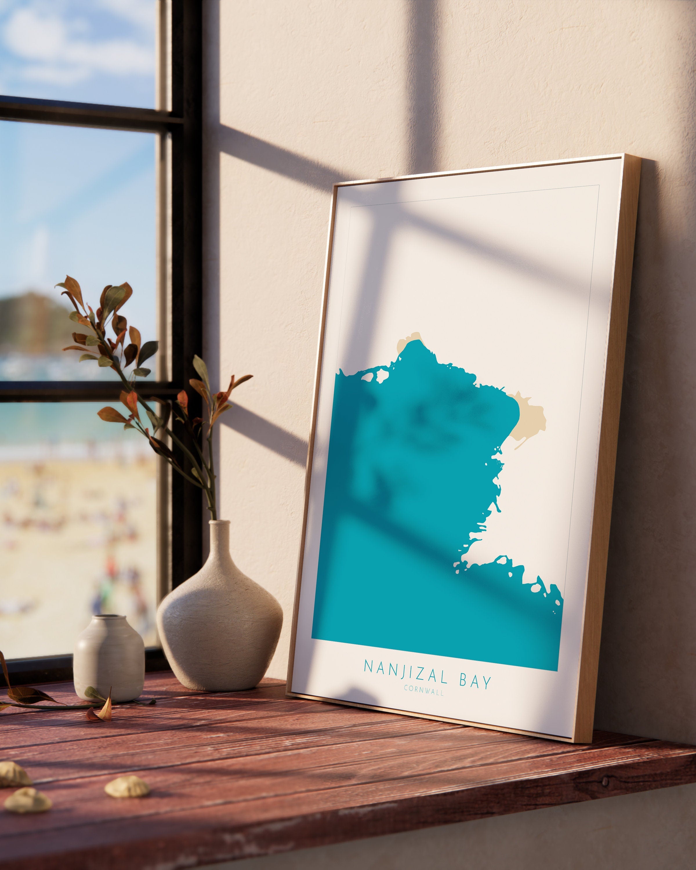 Nanjizal Bay Print - Nanjizal Beach Map Art, Mill Bay Cornwall Art, Cornwall Beach Art, Cornwall Map, Cornwall Coast, Cornwall Art