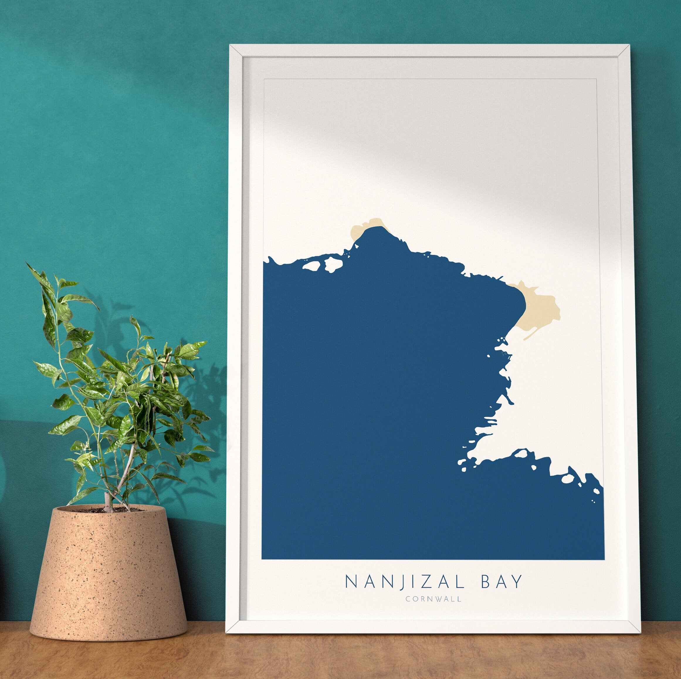 Nanjizal Bay Print - Nanjizal Beach Map Art, Mill Bay Cornwall Art, Cornwall Beach Art, Cornwall Map, Cornwall Coast, Cornwall Art