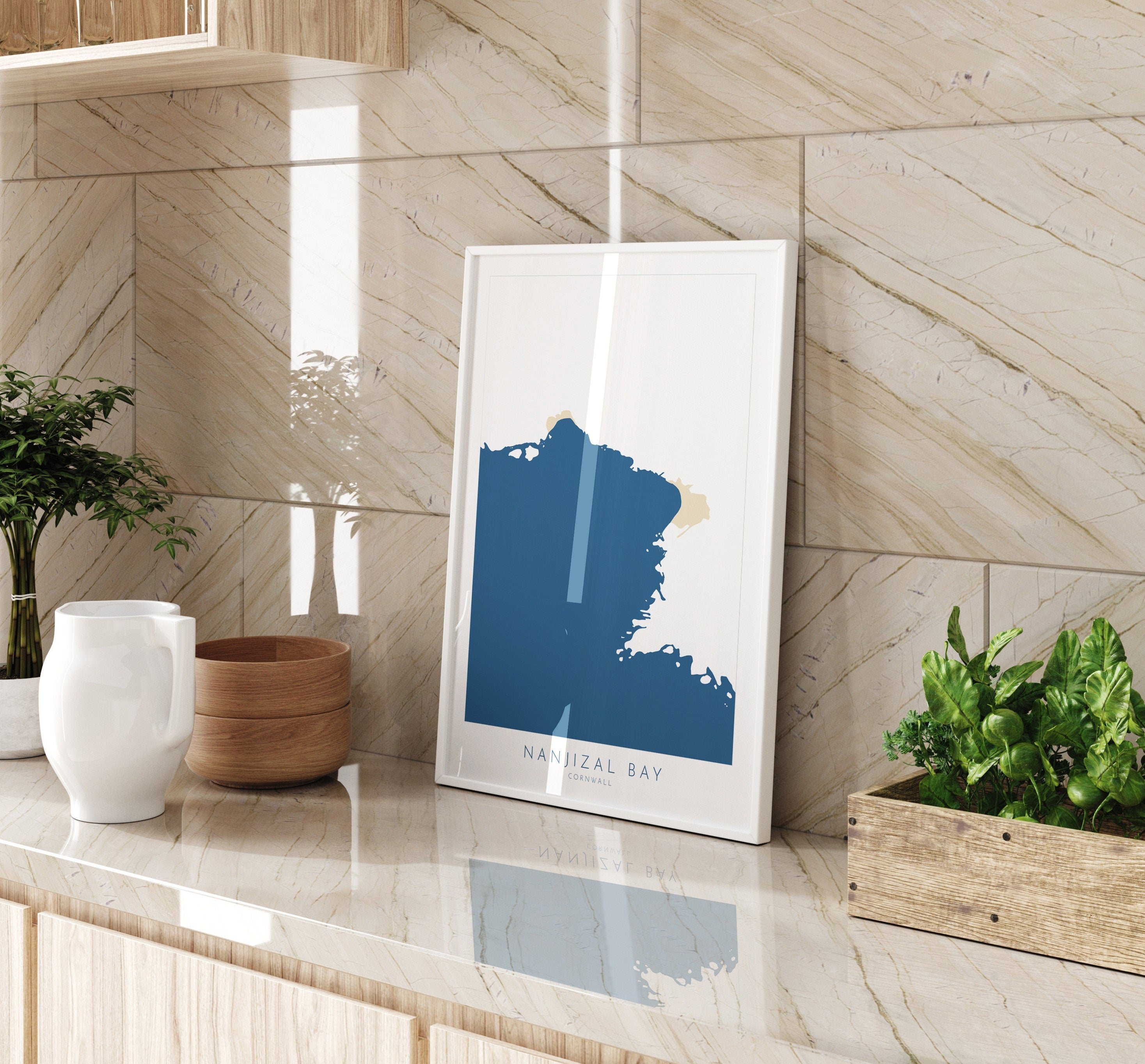 Nanjizal Bay Print - Nanjizal Beach Map Art, Mill Bay Cornwall Art, Cornwall Beach Art, Cornwall Map, Cornwall Coast, Cornwall Art