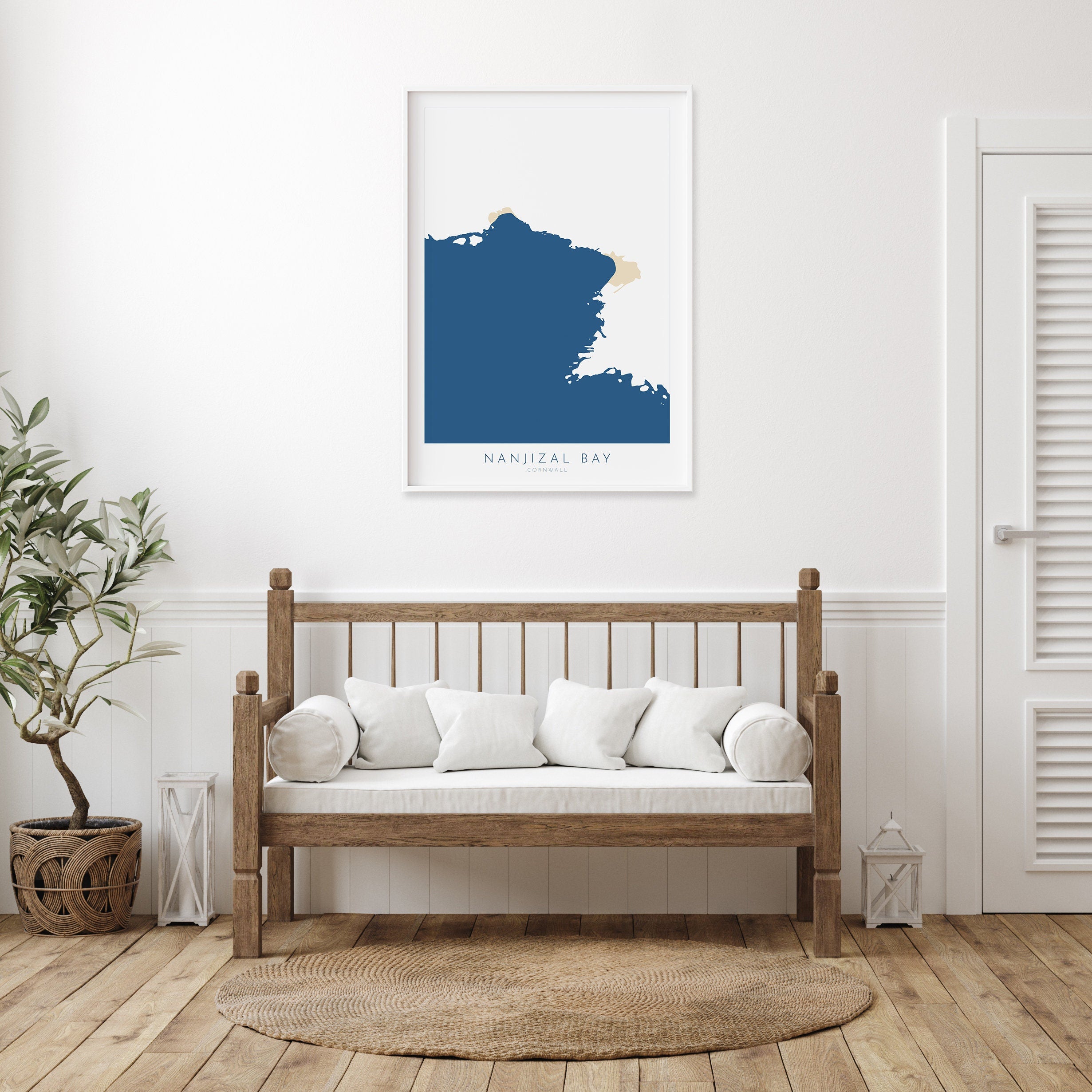 Nanjizal Bay Print - Nanjizal Beach Map Art, Mill Bay Cornwall Art, Cornwall Beach Art, Cornwall Map, Cornwall Coast, Cornwall Art