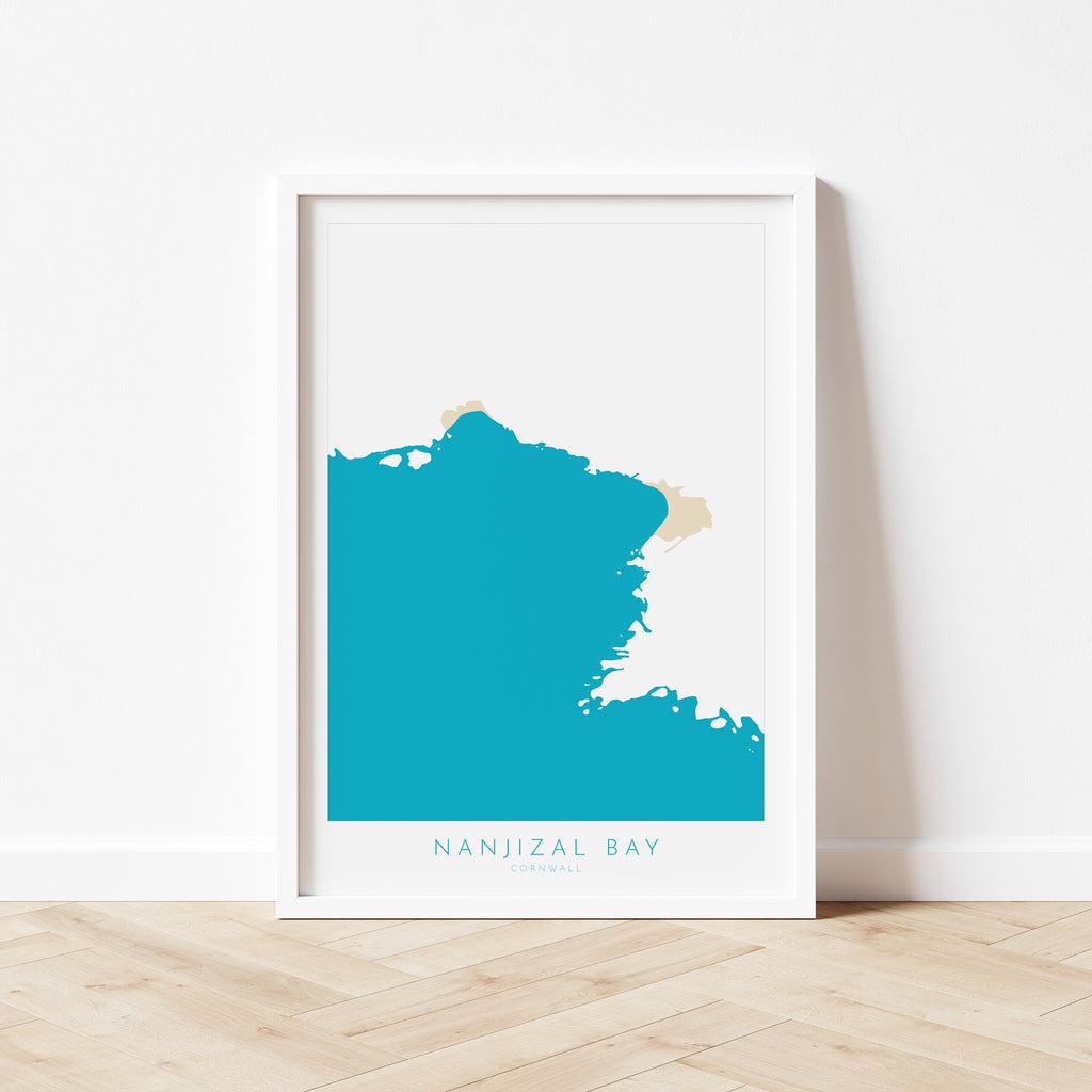 Nanjizal Bay Print - Nanjizal Beach Map Art, Mill Bay Cornwall Art, Cornwall Beach Art, Cornwall Map, Cornwall Coast, Cornwall Art