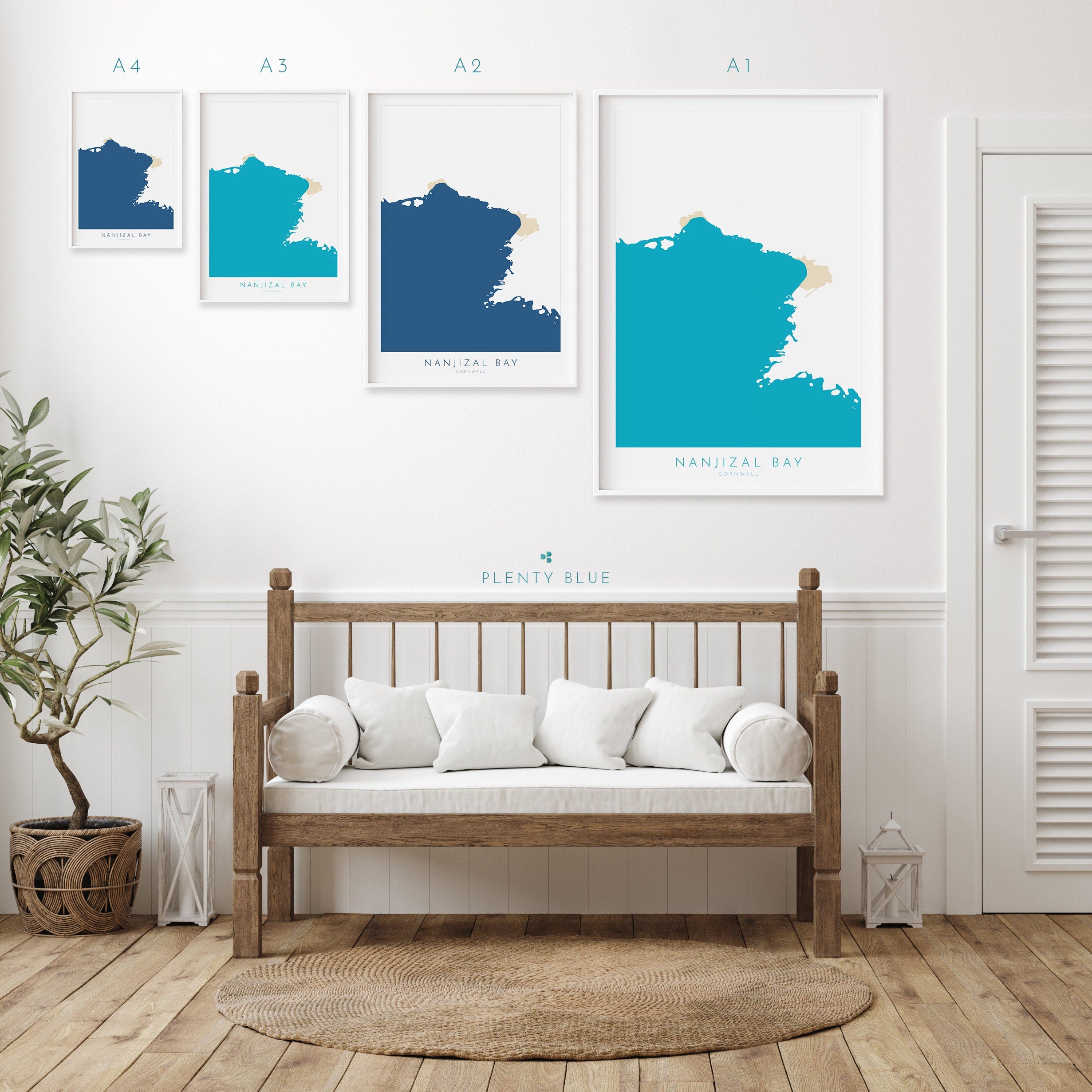 Nanjizal Bay Print - Nanjizal Beach Map Art, Mill Bay Cornwall Art, Cornwall Beach Art, Cornwall Map, Cornwall Coast, Cornwall Art