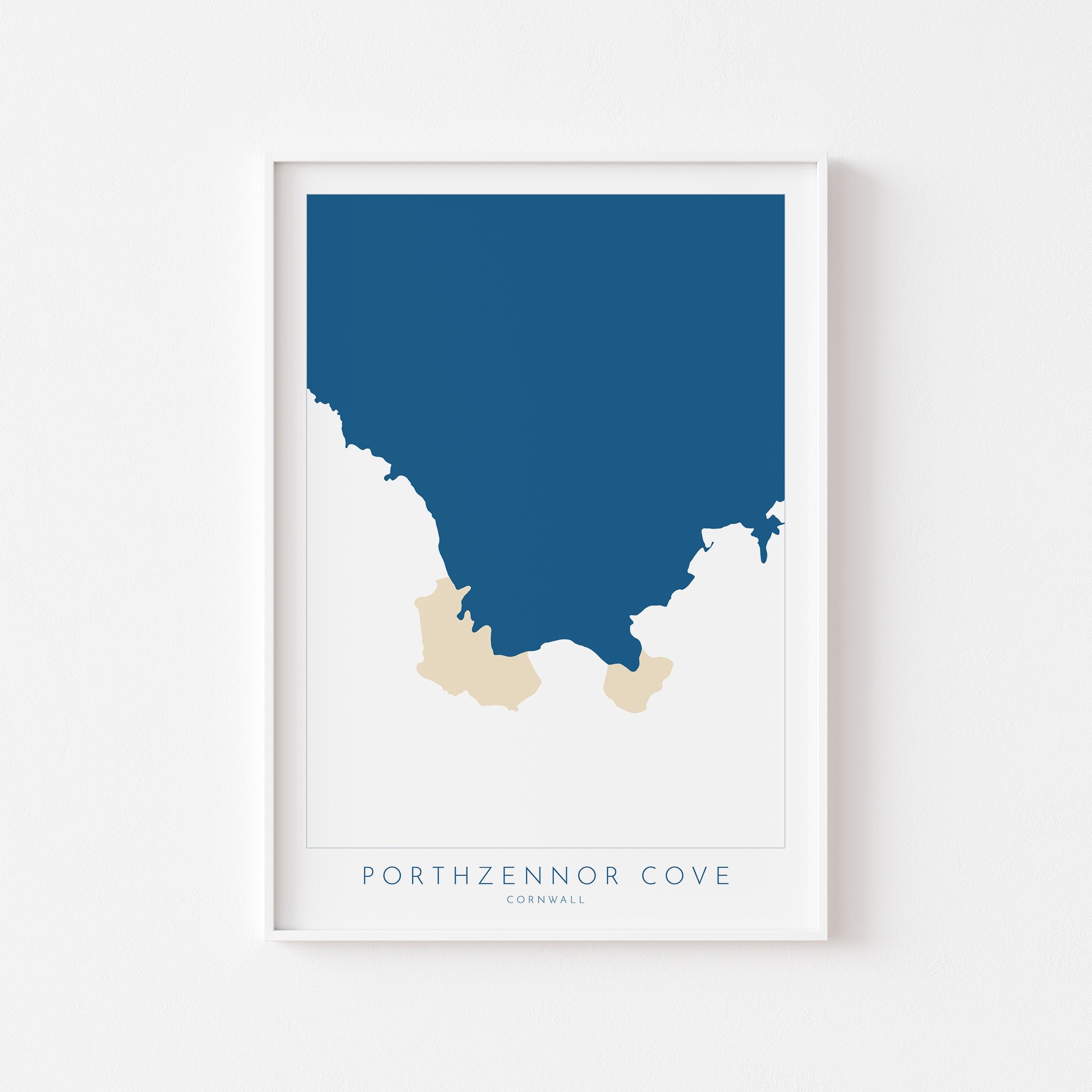 Porthzennor Cove Map Art - Porthzennor Beach Print , Zennor Cornwall Art, Cornwall Beach Art, Cornwall Coast, Southwest Coast Path