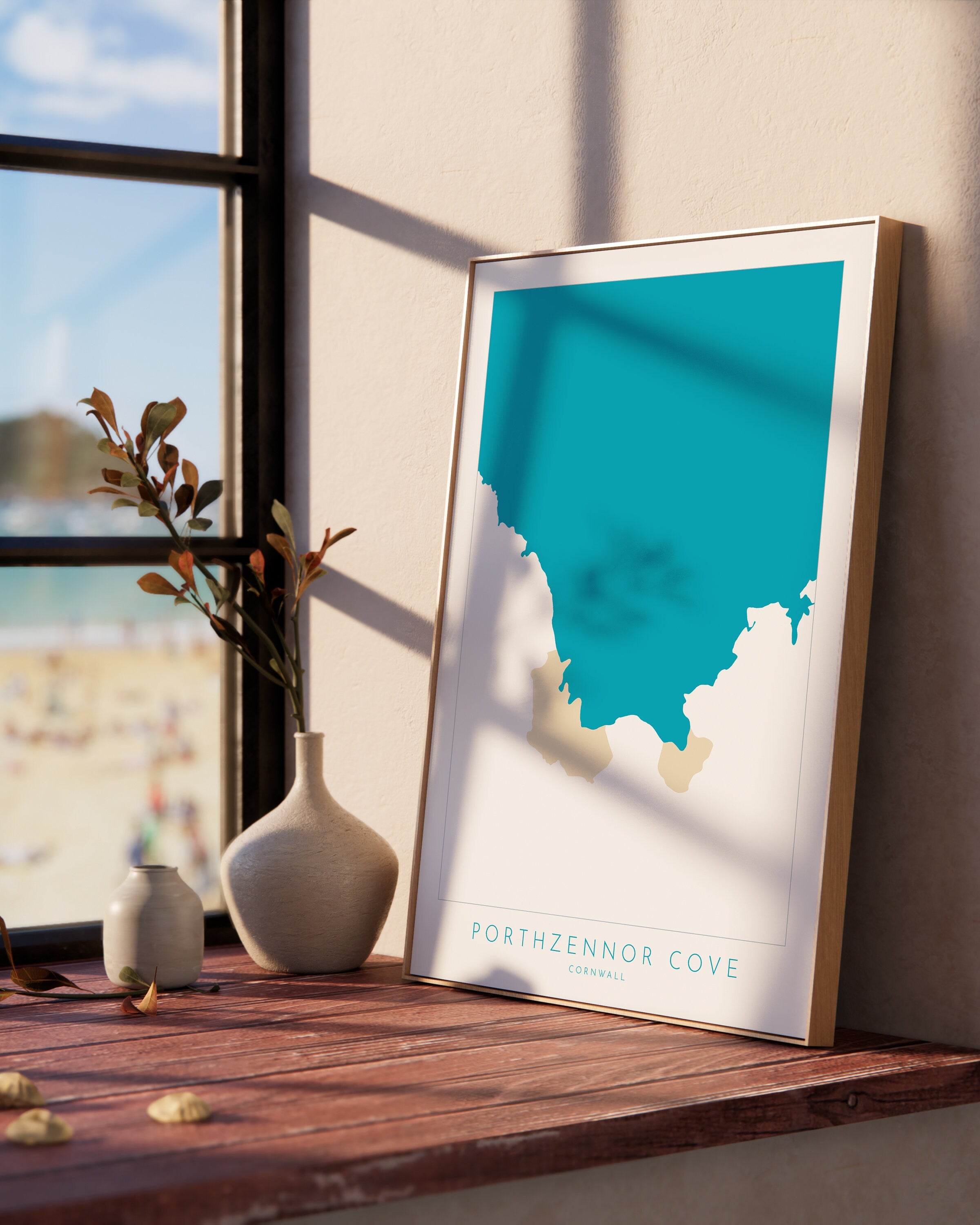 Porthzennor Cove Map Art - Porthzennor Beach Print , Zennor Cornwall Art, Cornwall Beach Art, Cornwall Coast, Southwest Coast Path