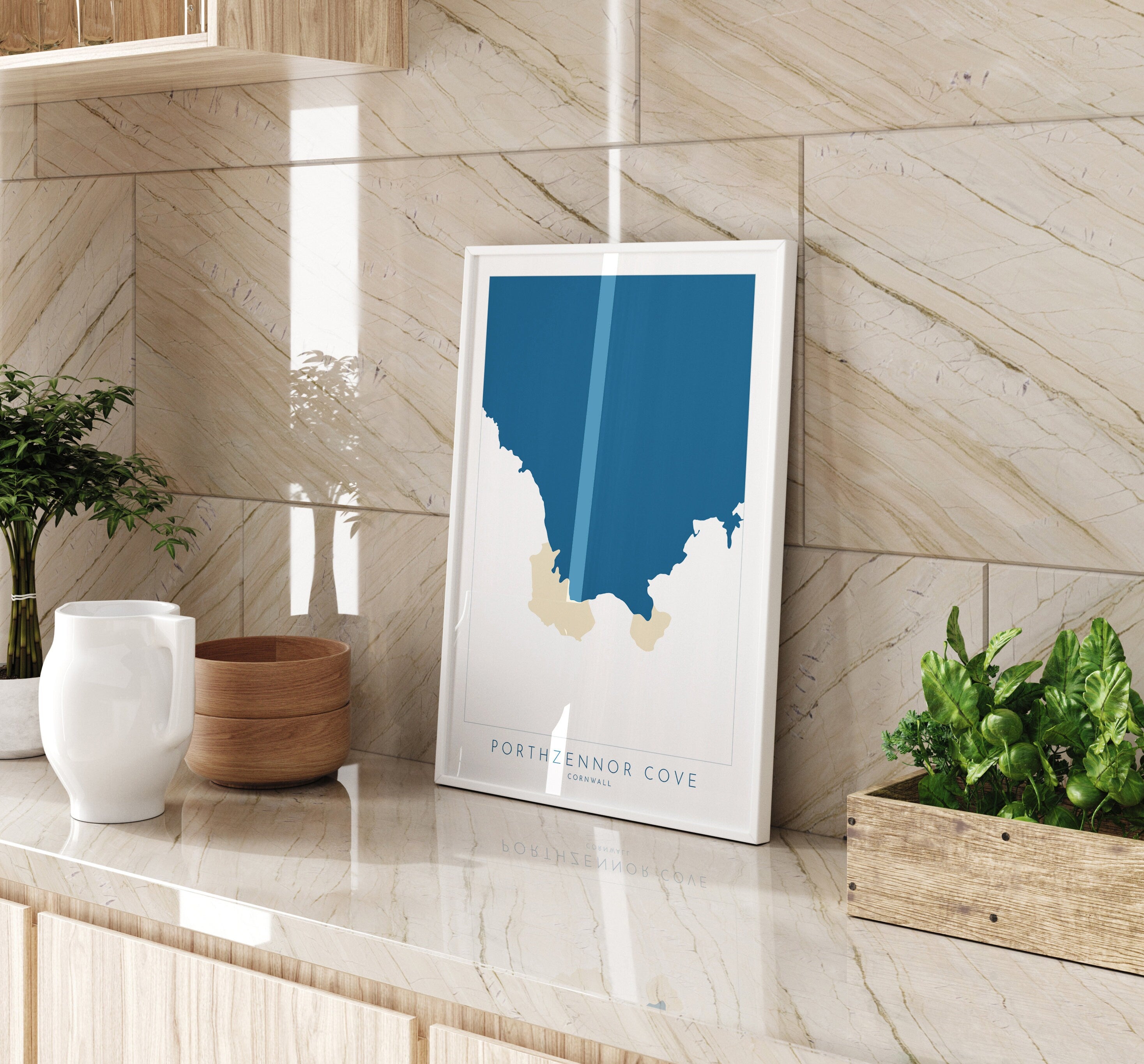 Porthzennor Cove Map Art - Porthzennor Beach Print , Zennor Cornwall Art, Cornwall Beach Art, Cornwall Coast, Southwest Coast Path