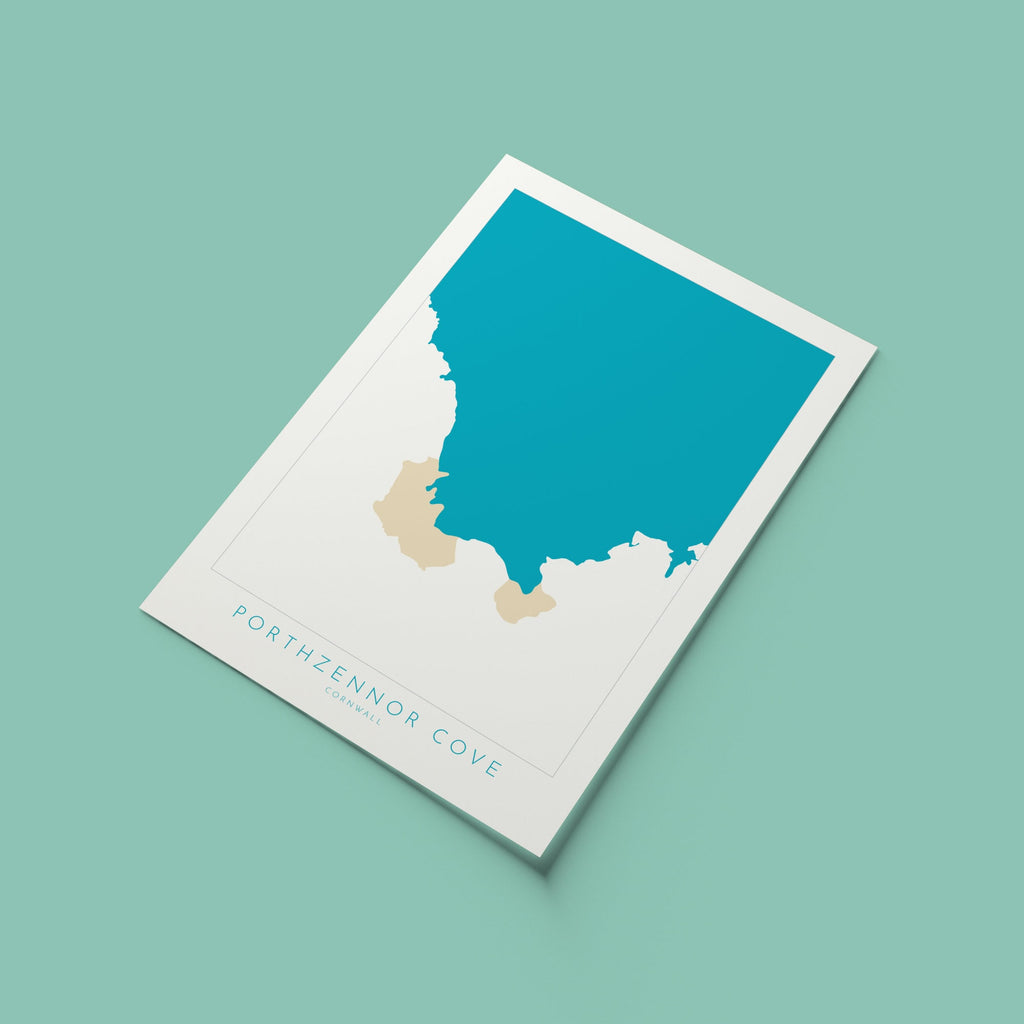 Porthzennor Cove Map Art - Porthzennor Beach Print , Zennor Cornwall Art, Cornwall Beach Art, Cornwall Coast, Southwest Coast Path