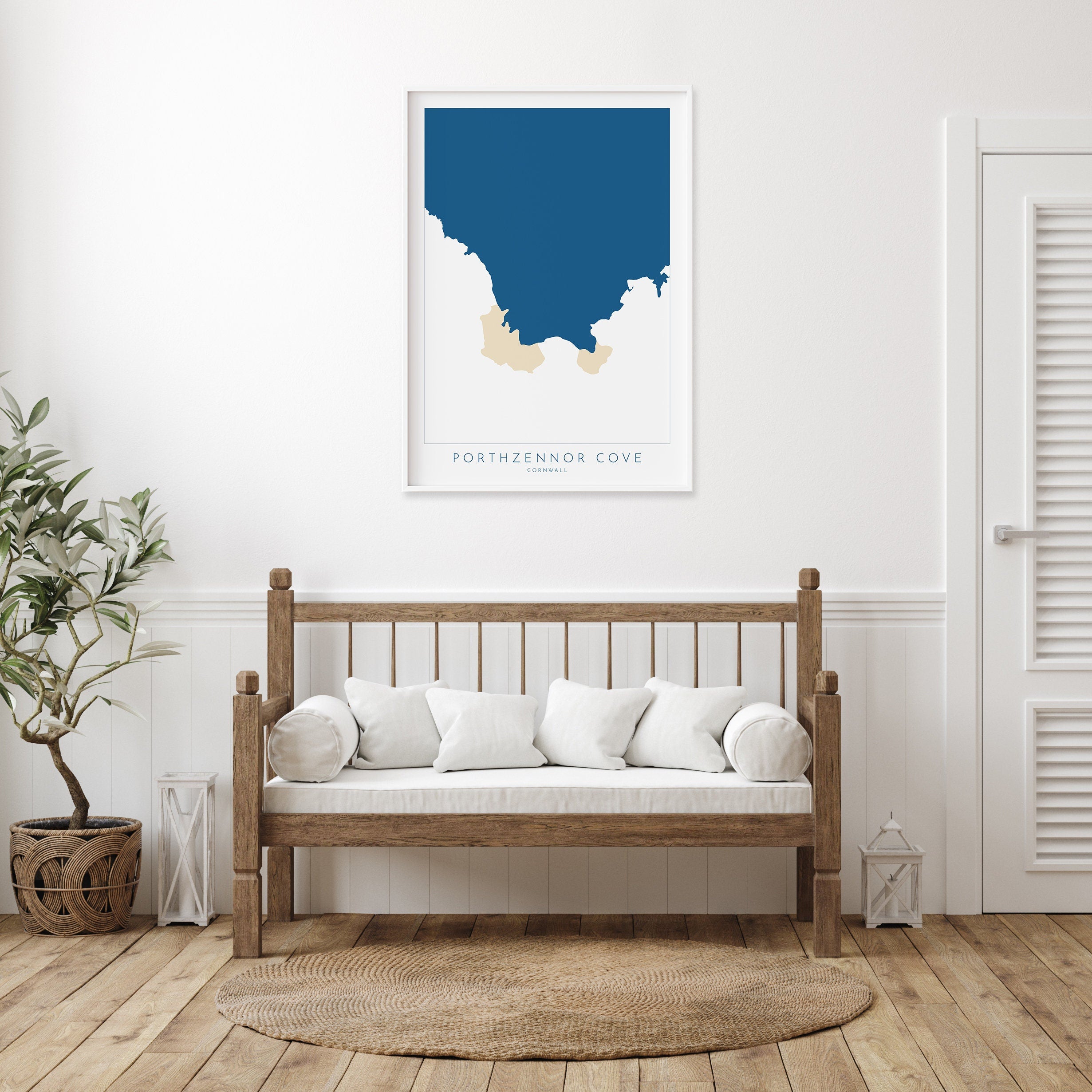 Porthzennor Cove Map Art - Porthzennor Beach Print , Zennor Cornwall Art, Cornwall Beach Art, Cornwall Coast, Southwest Coast Path