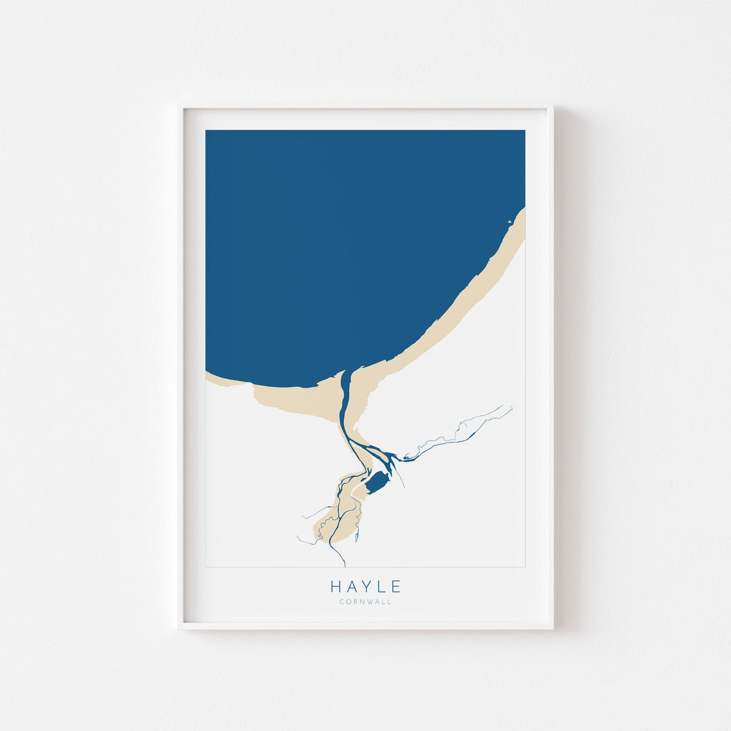 Hayle Map Art - Hayle Beach Print, River Hayle Print, Cornwall Art, Cornwall Beach Art, Cornwall Coast Travel Poster, Southwest Coast Path