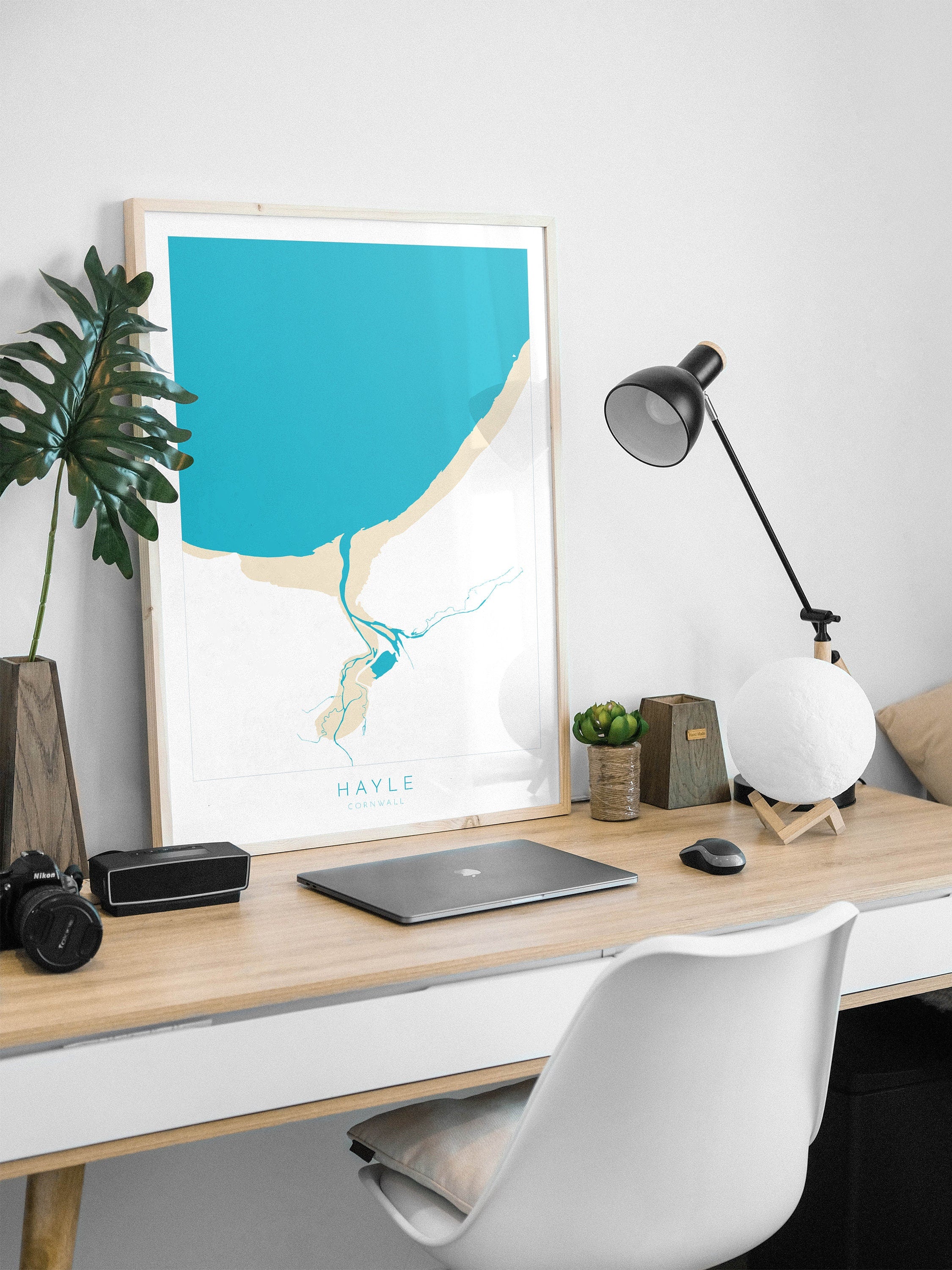 Hayle Map Art - Hayle Beach Print, River Hayle Print, Cornwall Art, Cornwall Beach Art, Cornwall Coast Travel Poster, Southwest Coast Path