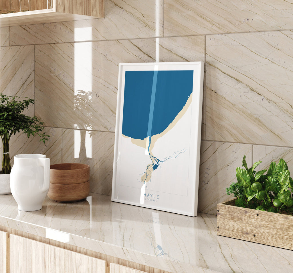 Hayle Map Art - Hayle Beach Print, River Hayle Print, Cornwall Art, Cornwall Beach Art, Cornwall Coast Travel Poster, Southwest Coast Path