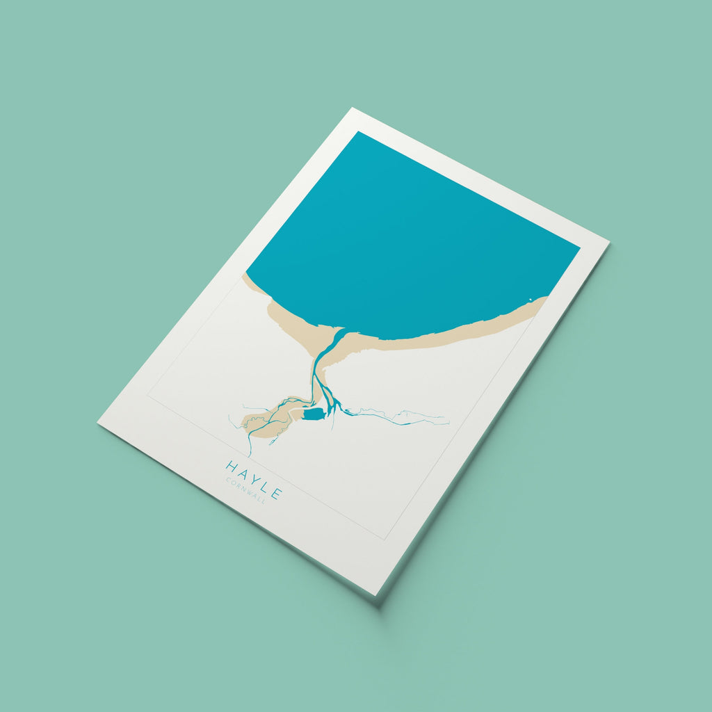 Hayle Map Art - Hayle Beach Print, River Hayle Print, Cornwall Art, Cornwall Beach Art, Cornwall Coast Travel Poster, Southwest Coast Path