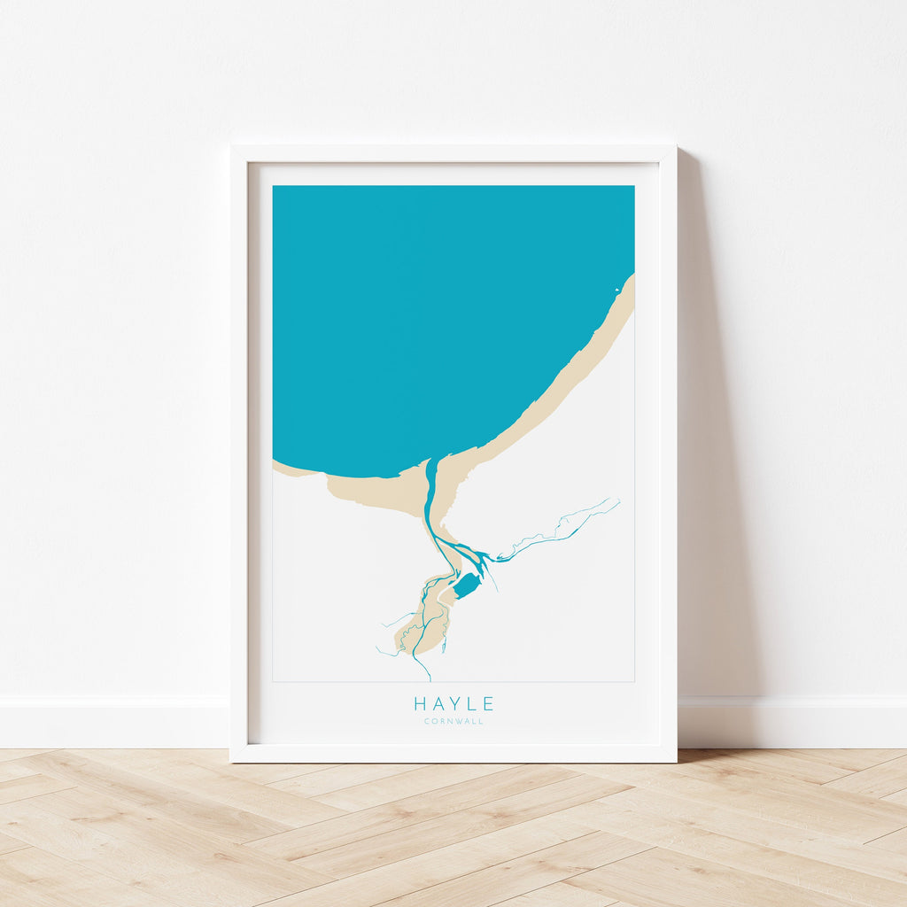 Hayle Map Art - Hayle Beach Print, River Hayle Print, Cornwall Art, Cornwall Beach Art, Cornwall Coast Travel Poster, Southwest Coast Path