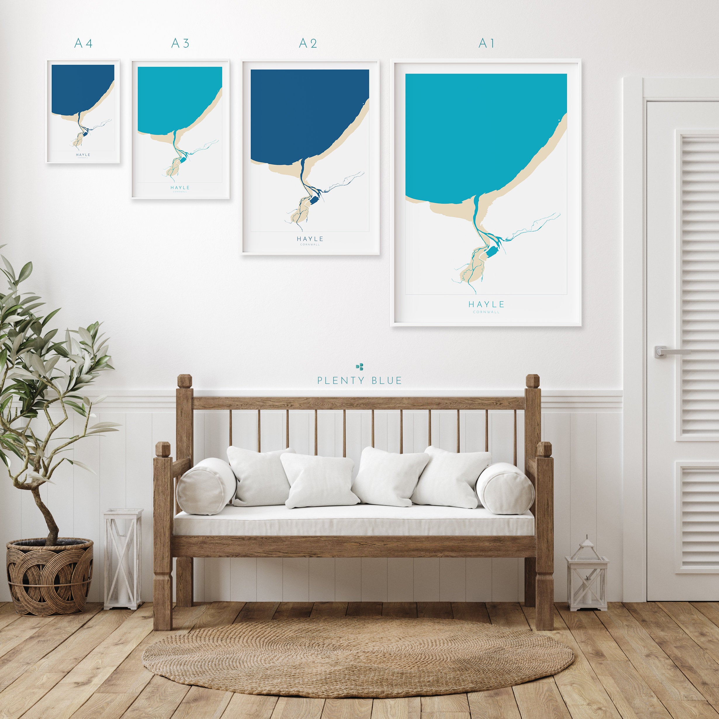 Hayle Map Art - Hayle Beach Print, River Hayle Print, Cornwall Art, Cornwall Beach Art, Cornwall Coast Travel Poster, Southwest Coast Path