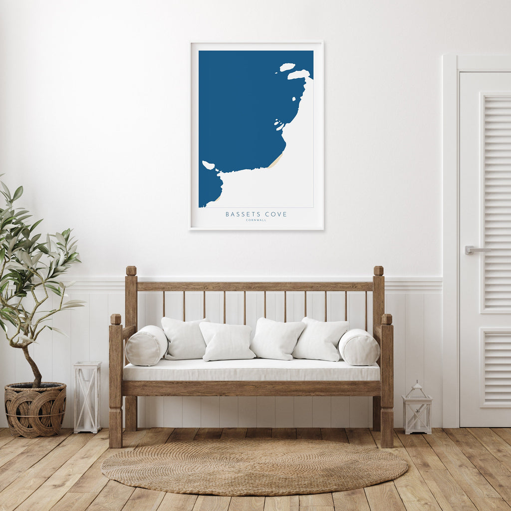Bassets Cove Print - Portreath, Cornwall Map, Cornwall Coast Map, North Cornwall Coastline, Portreath Art, Cornwall Beach Print, Redruth