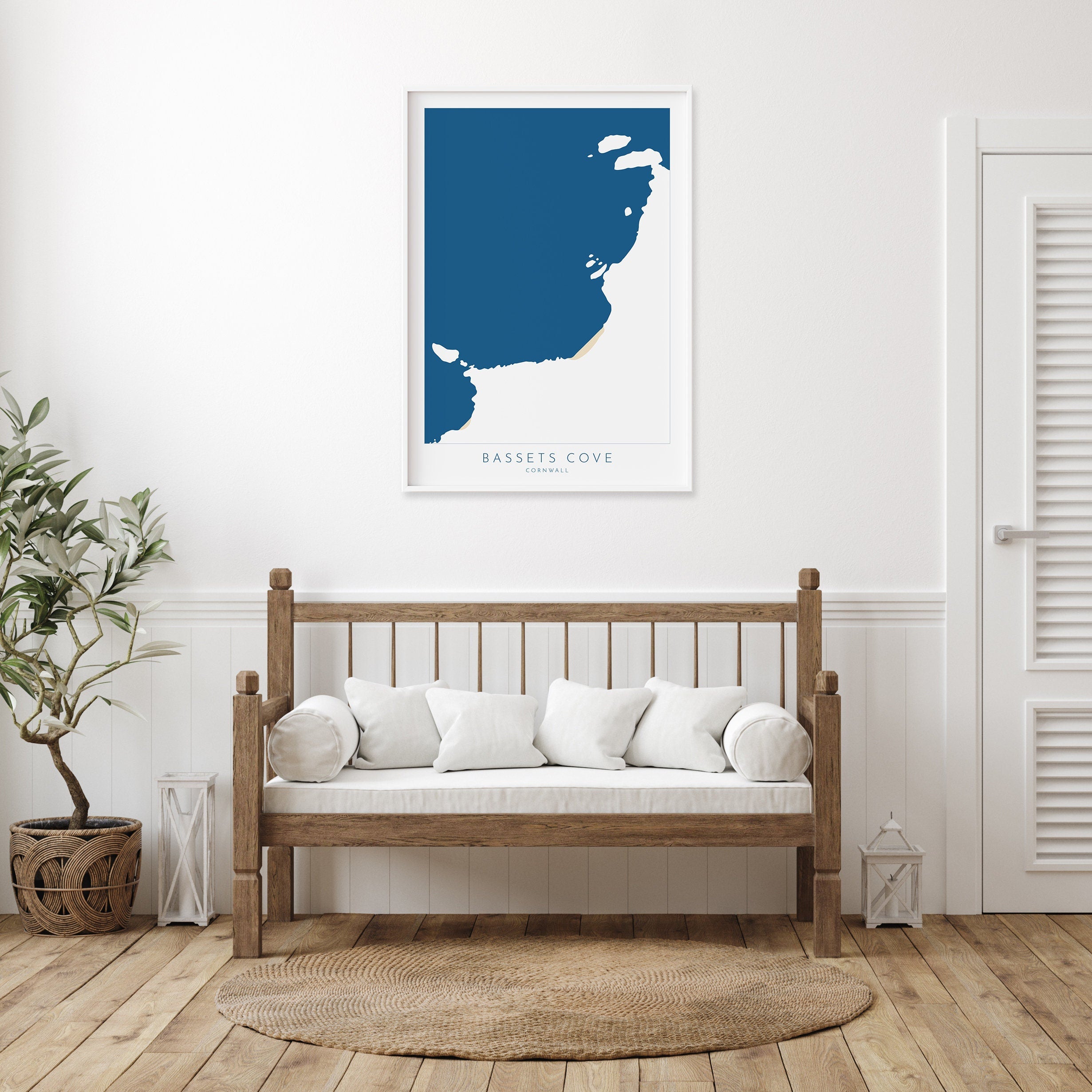 Bassets Cove Print - Portreath, Cornwall Map, Cornwall Coast Map, North Cornwall Coastline, Portreath Art, Cornwall Beach Print, Redruth