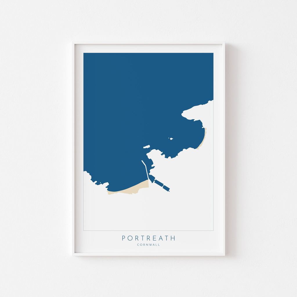 Portreath Print - Portreath Art, Cornwall Map, Cornwall Coast Map, North Cornwall Coastline, Cornwall Beach Print, Redruth