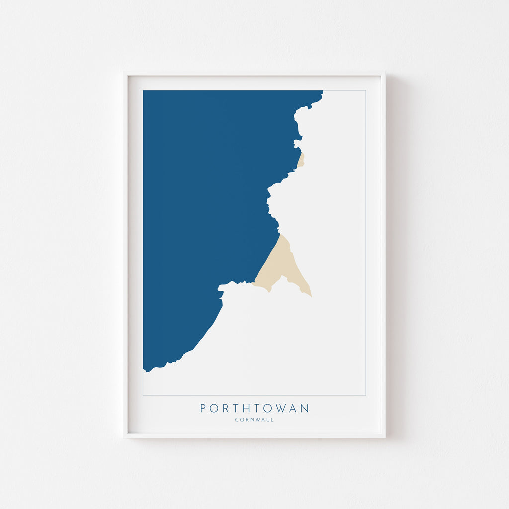 Porthtowan Print - Porthtowan Art, Cornwall Map, Cornwall Coast Map, North Cornwall Coastline, Cornwall Beach Print, Redruth