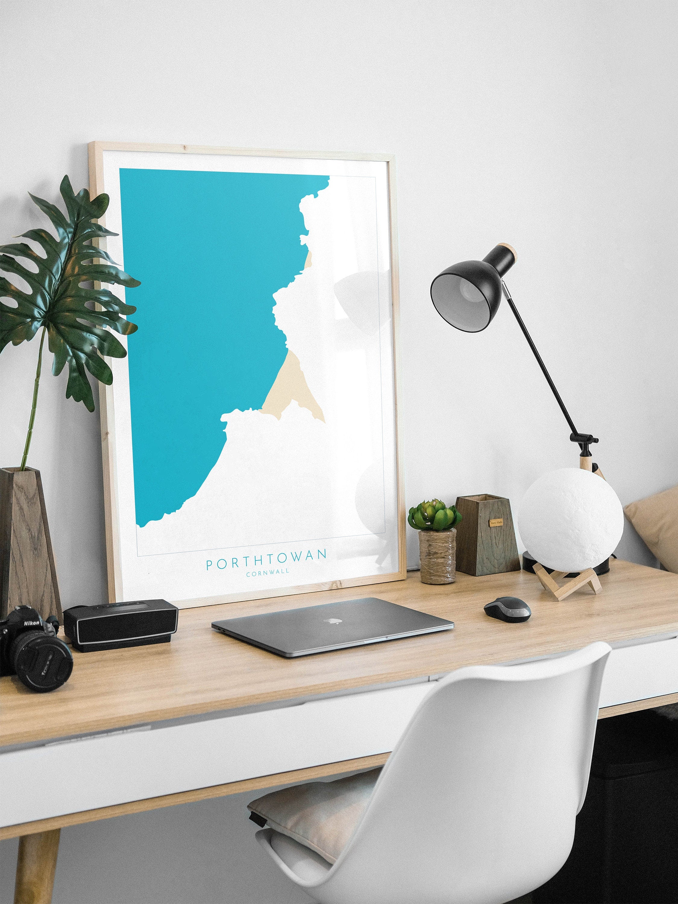 Porthtowan Print - Porthtowan Art, Cornwall Map, Cornwall Coast Map, North Cornwall Coastline, Cornwall Beach Print, Redruth