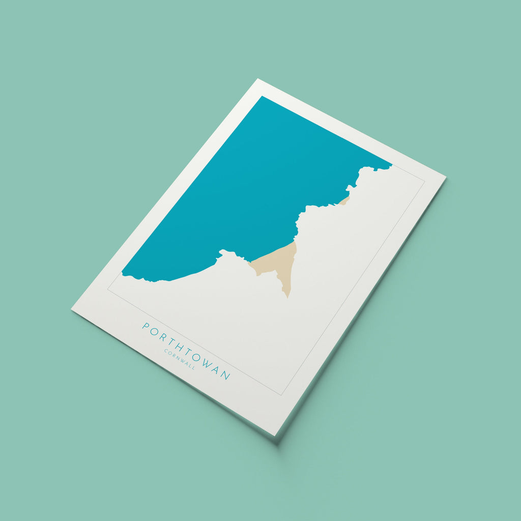Porthtowan Print - Porthtowan Art, Cornwall Map, Cornwall Coast Map, North Cornwall Coastline, Cornwall Beach Print, Redruth