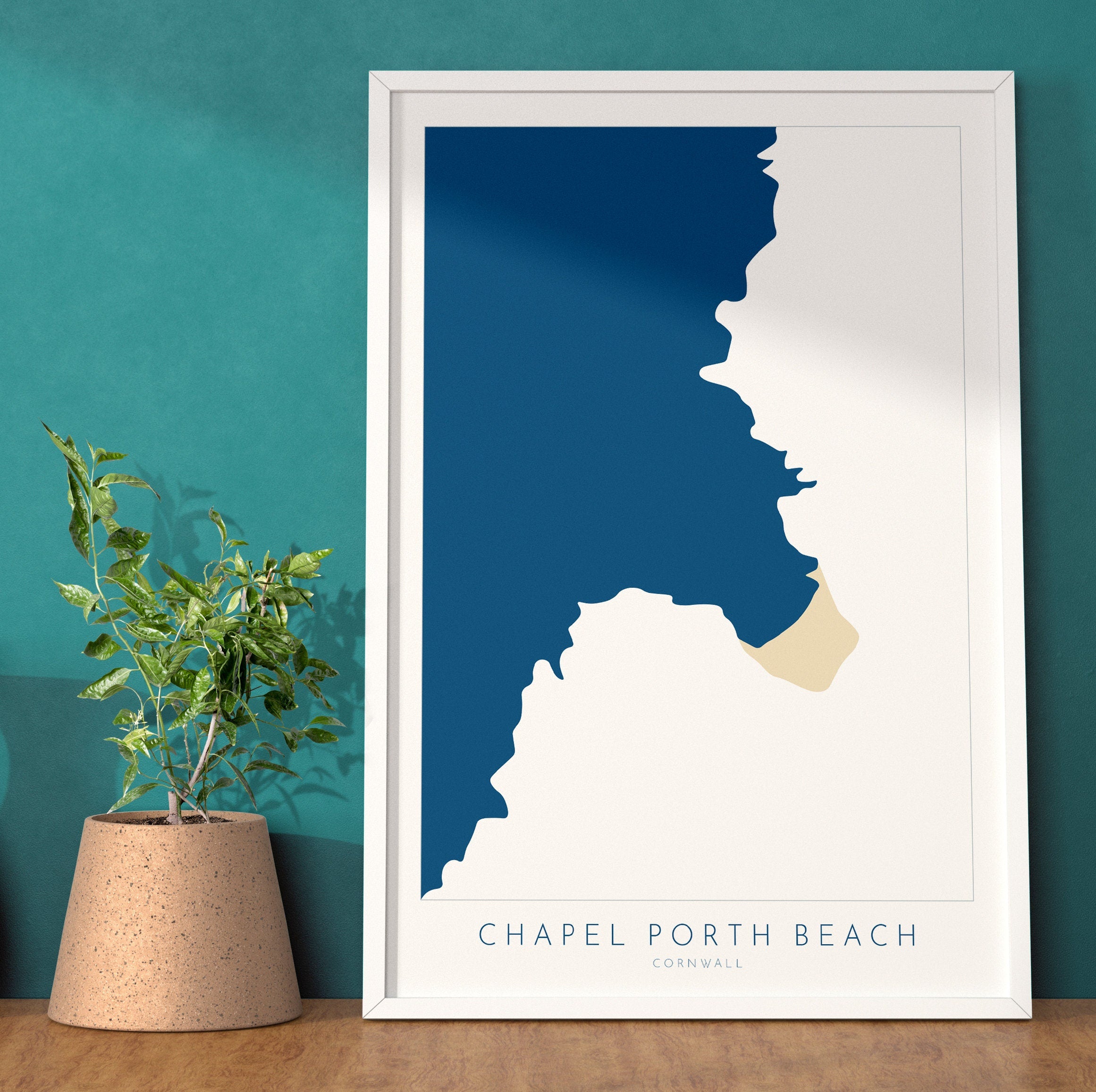 Chapel Porth Beach Print - Porthtowan Art, Cornwall Map, Cornwall Coast Map, Cornwall Beach Print, St Agnes