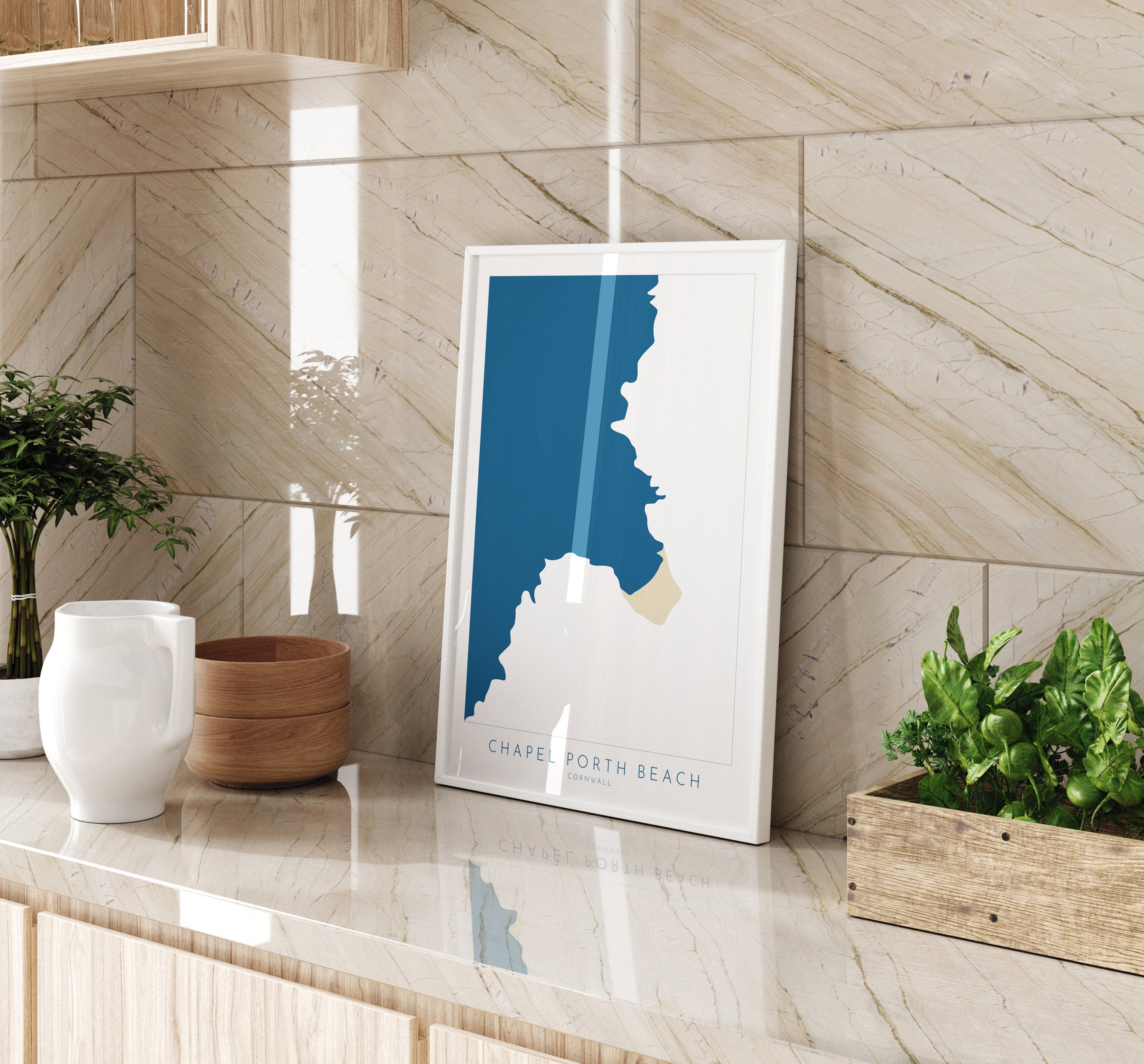 Chapel Porth Beach Print - Porthtowan Art, Cornwall Map, Cornwall Coast Map, Cornwall Beach Print, St Agnes