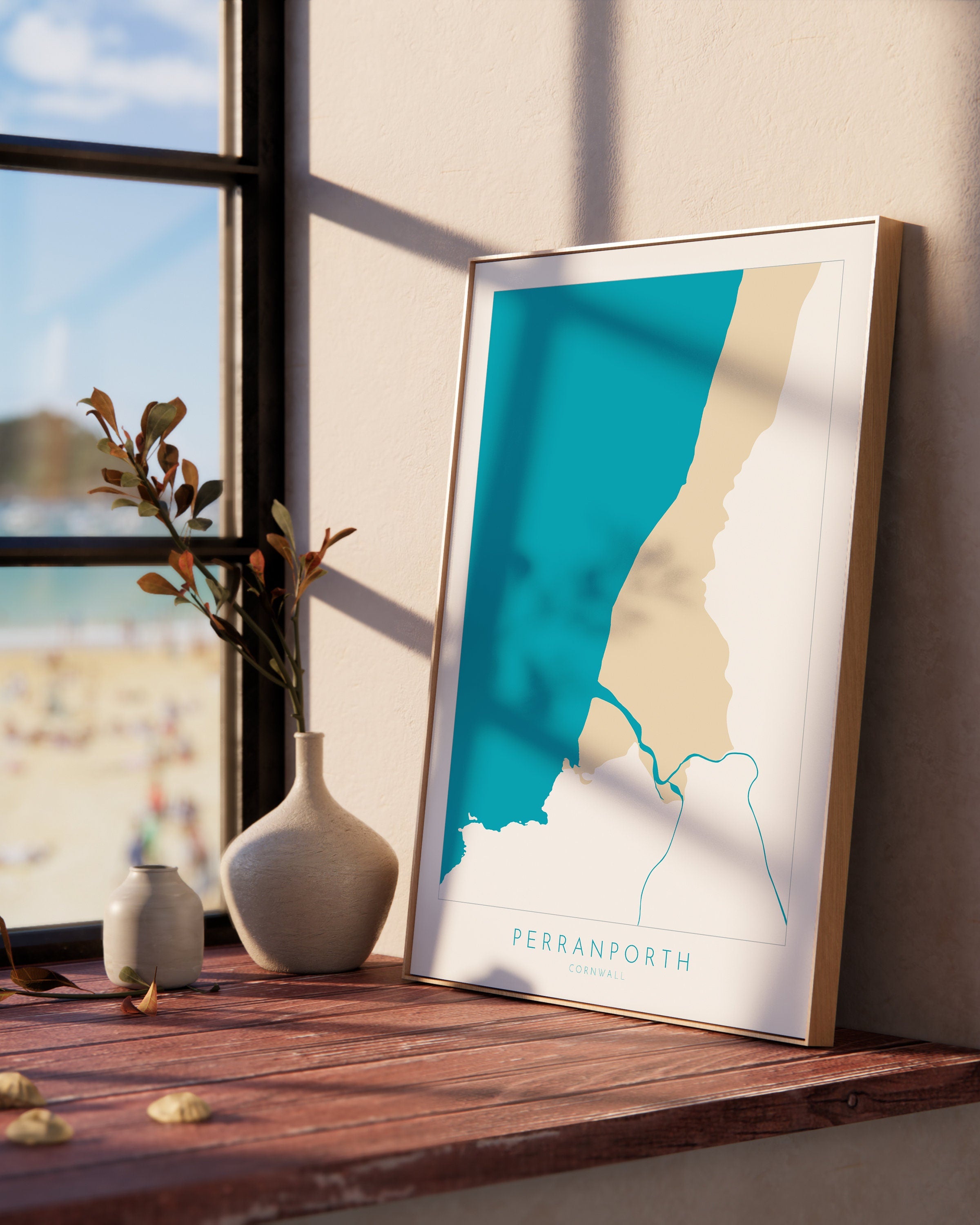 Perranporth Beach Print - Perranporth Map Art, Cornwall Map, Cornwall Coast Map, Cornwall Beach Print