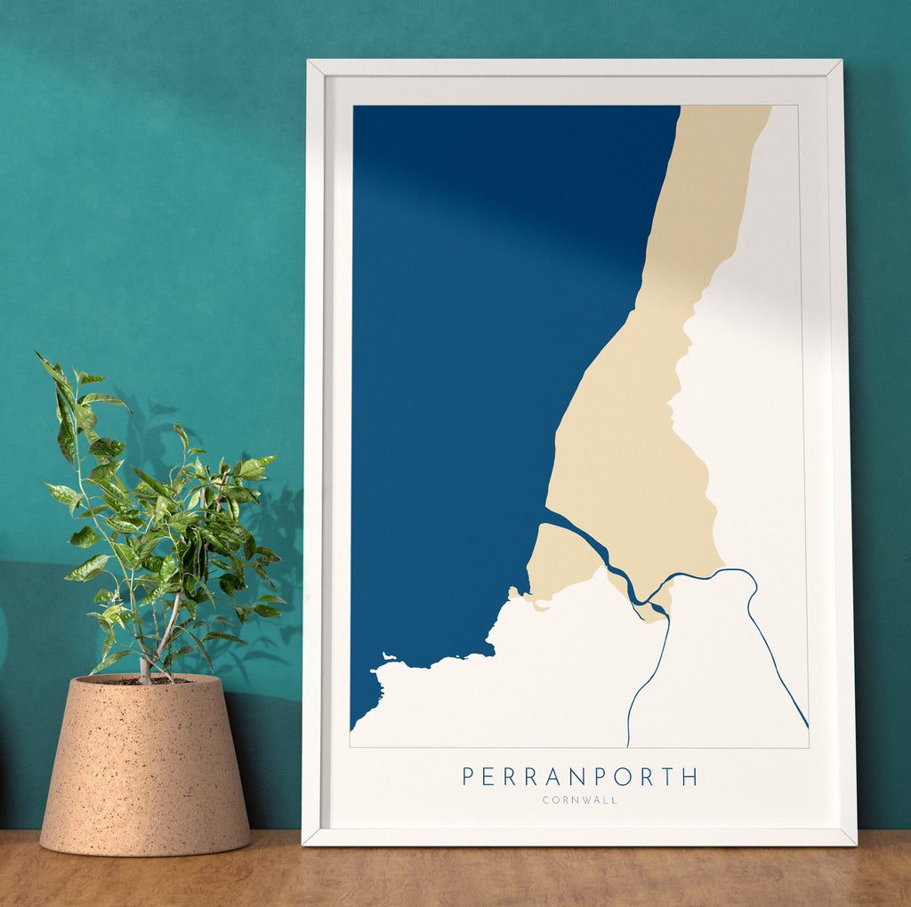 Perranporth Beach Print - Perranporth Map Art, Cornwall Map, Cornwall Coast Map, Cornwall Beach Print