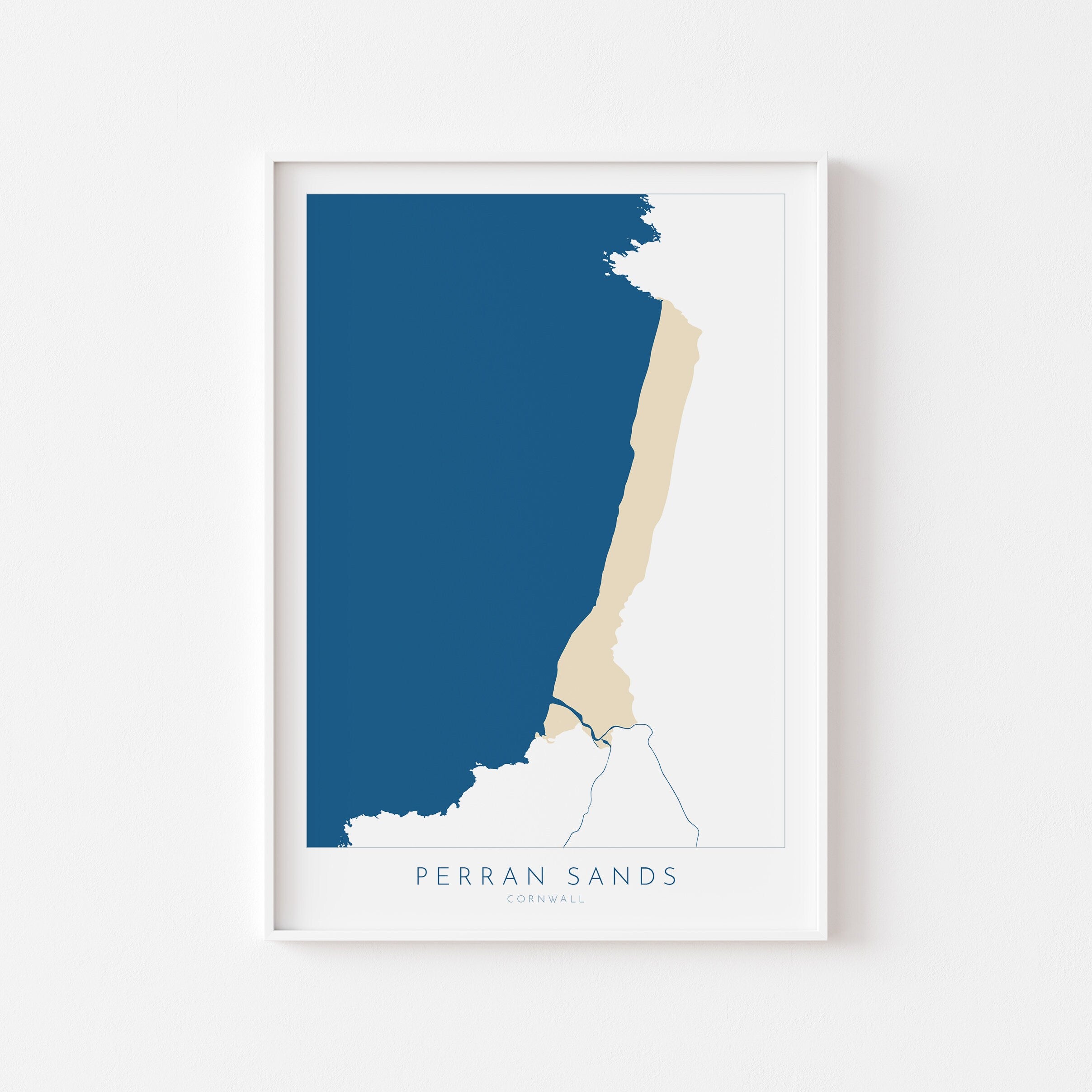 Perran Sands Map Art - Perranporth Map Art, Cornwall Map, Cornwall Coast Map, Cornwall Beach Print, Newquay Art