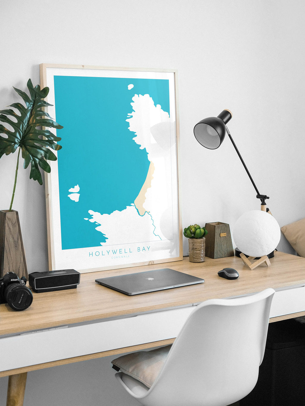 Holywell Bay Map Art - Perranporth Map Art, Cornwall Map, Cornwall Coast Map, Cornwall Beach Print, Newquay Art