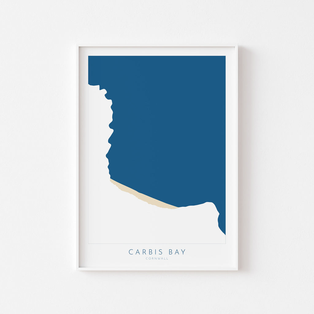 Carbis Bay Map Art - Cornwall Map, Carbis Bay Beach Print, Cornwall Art, Cornwall Beach Art, Cornwall Coast, Southwest Coast Path