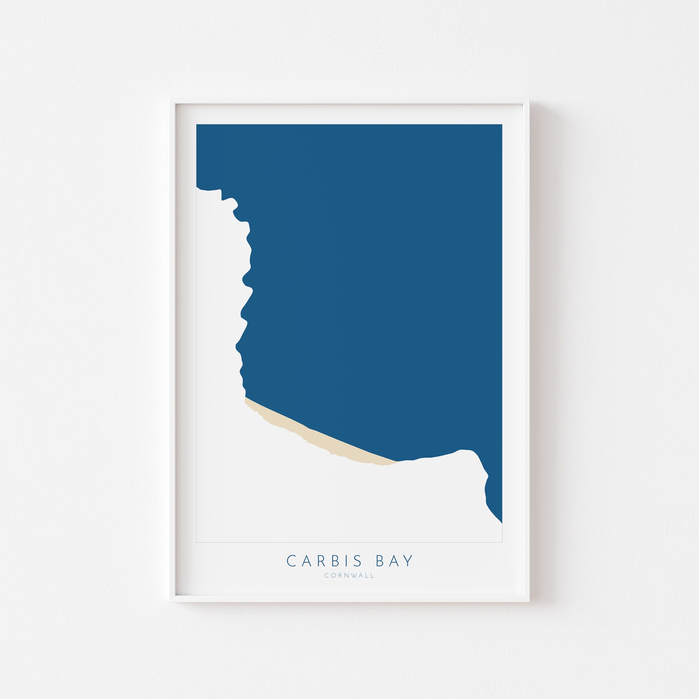 Carbis Bay Map Art - Cornwall Map, Carbis Bay Beach Print, Cornwall Art, Cornwall Beach Art, Cornwall Coast, Southwest Coast Path