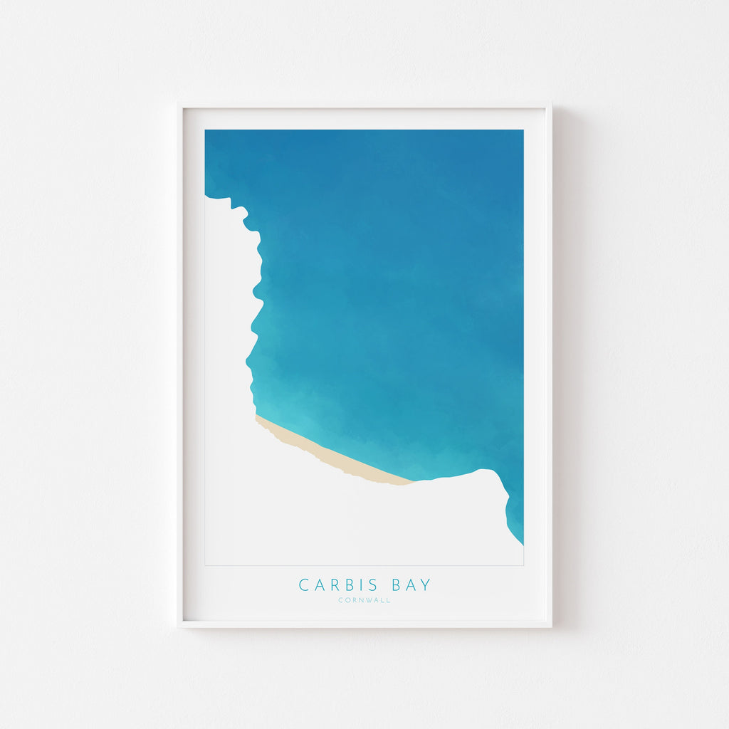 Carbis Bay Map Art - Cornwall Map, Carbis Bay Beach Print, Cornwall Art, Cornwall Beach Art, Cornwall Coast, Southwest Coast Path