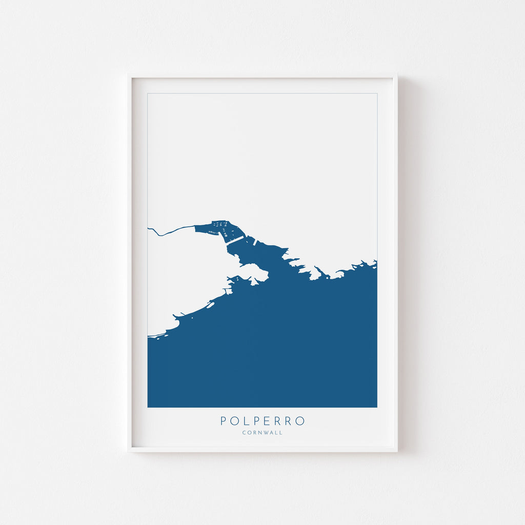 Polperro Map Print - Polperro Art, Cornwall Map, Polperro Beach, River Pol, South Cornwall, Cornish Coast Print, Nautical Home Decor
