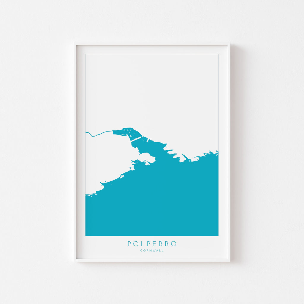 Polperro Map Print - Polperro Art, Cornwall Map, Polperro Beach, River Pol, South Cornwall, Cornish Coast Print, Nautical Home Decor