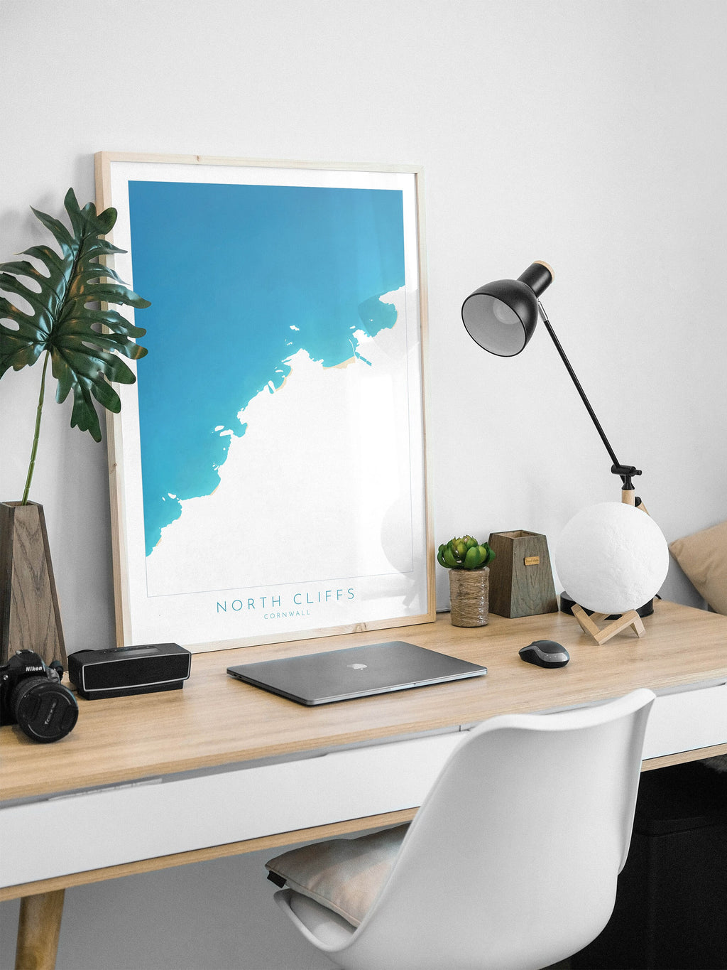 North Cliffs Print - Cornwall Map, Cornwall Coast Map, North Cornwall Coastline, Portreath Art, Cornwall Beach Print, Bassets Cove, Redruth