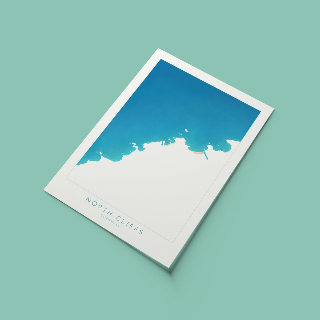 North Cliffs Print - Cornwall Map, Cornwall Coast Map, North Cornwall Coastline, Portreath Art, Cornwall Beach Print, Bassets Cove, Redruth