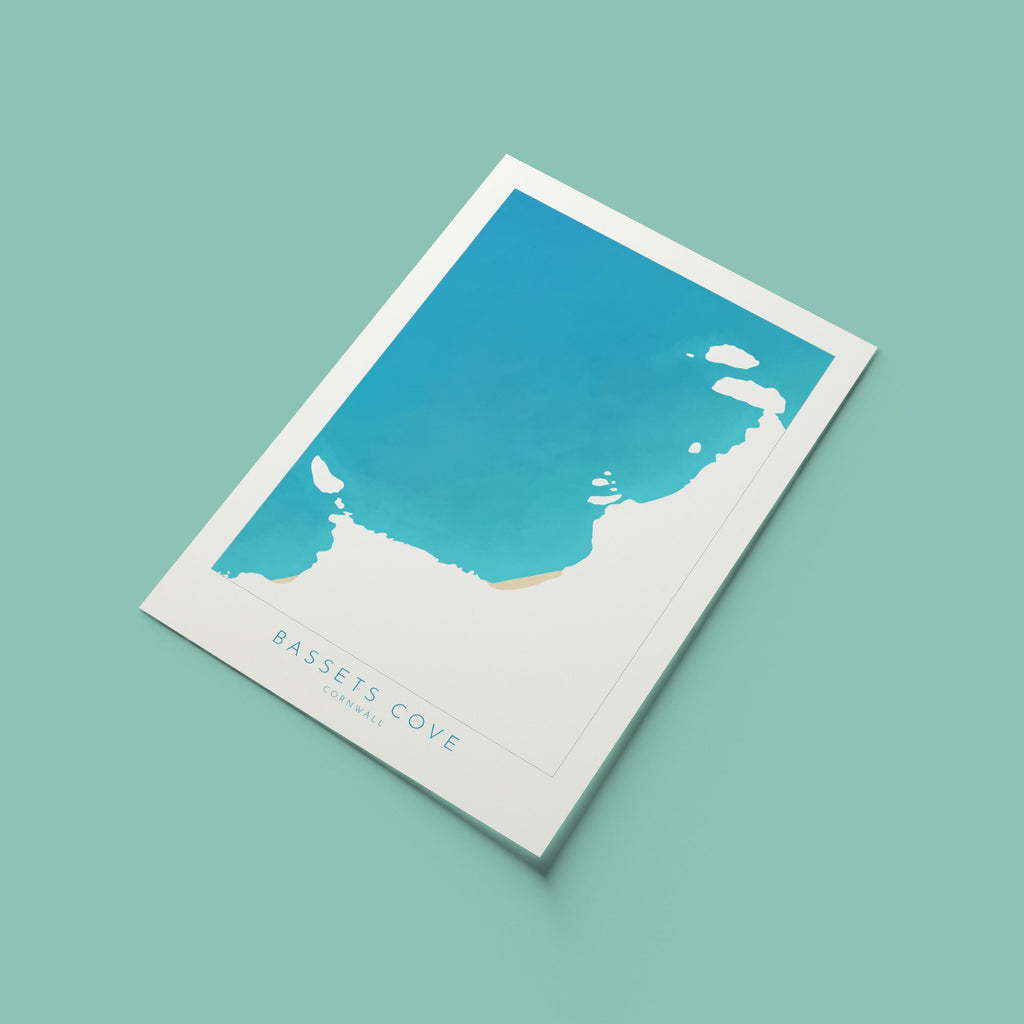Bassets Cove Print - Portreath, Cornwall Map, Cornwall Coast Map, North Cornwall Coastline, Portreath Art, Cornwall Beach Print, Redruth
