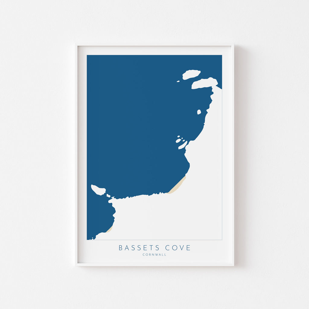 Bassets Cove Print - Portreath, Cornwall Map, Cornwall Coast Map, North Cornwall Coastline, Portreath Art, Cornwall Beach Print, Redruth