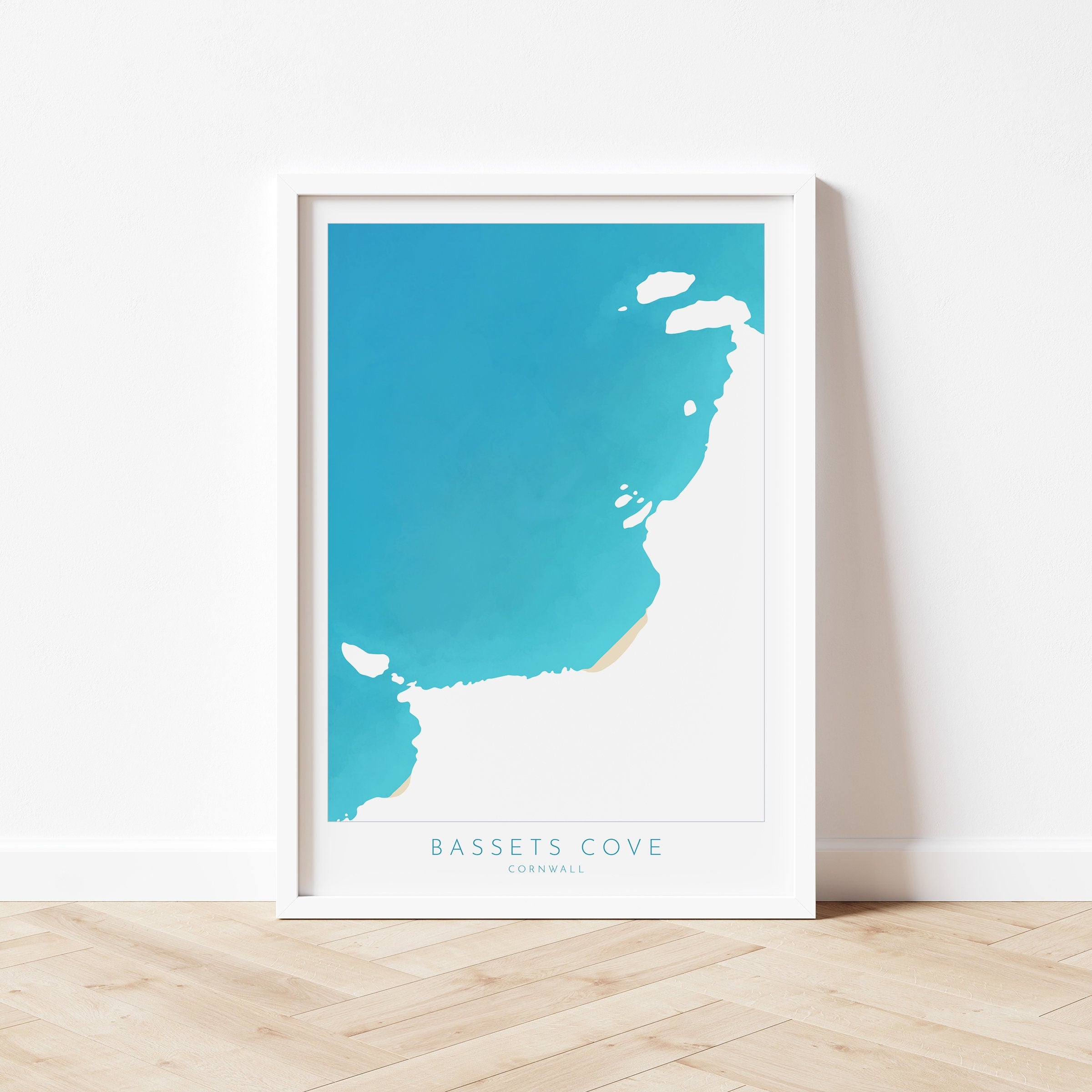 Bassets Cove Print - Portreath, Cornwall Map, Cornwall Coast Map, North Cornwall Coastline, Portreath Art, Cornwall Beach Print, Redruth