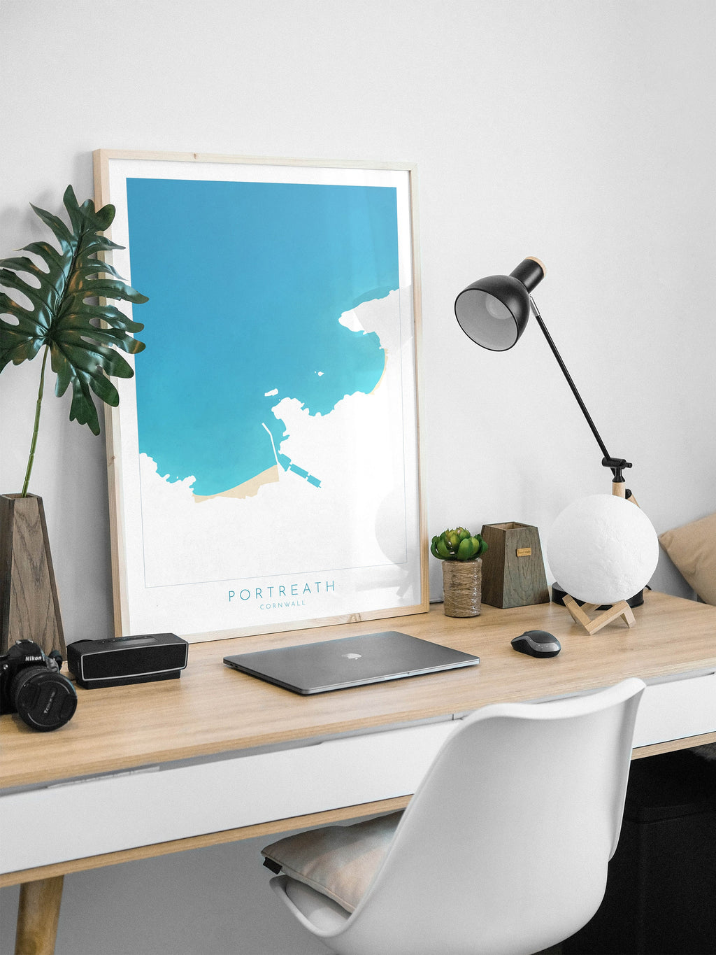 Portreath Print - Portreath Art, Cornwall Map, Cornwall Coast Map, North Cornwall Coastline, Cornwall Beach Print, Redruth