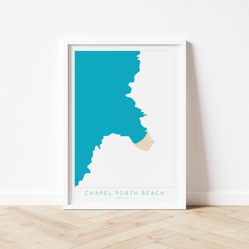 Chapel Porth Beach Print - Porthtowan Art, Cornwall Map, Cornwall Coast Map, Cornwall Beach Print, St Agnes
