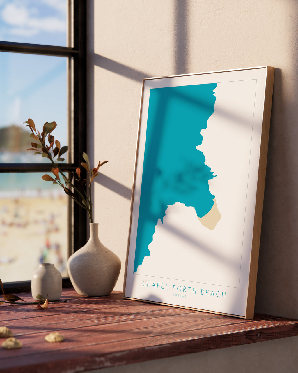 Chapel Porth Beach Print - Porthtowan Art, Cornwall Map, Cornwall Coast Map, Cornwall Beach Print, St Agnes