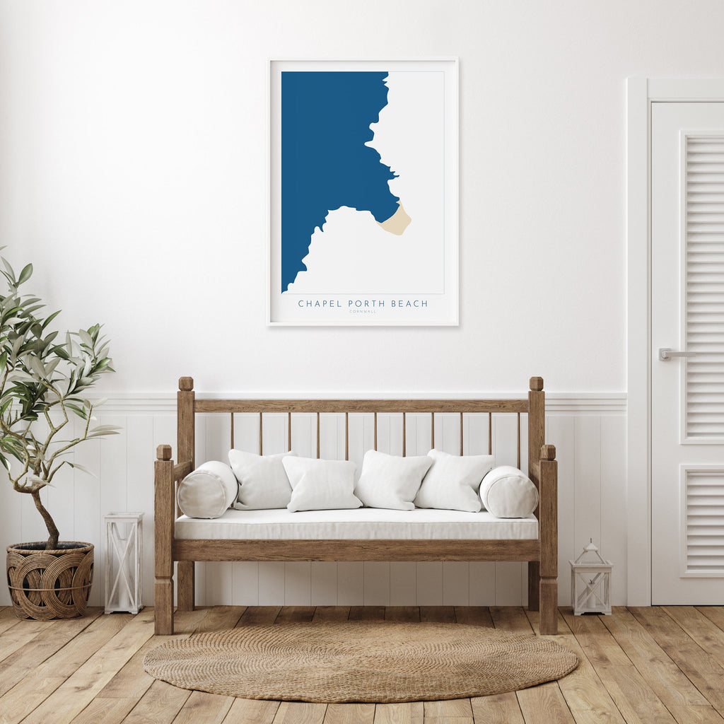 Chapel Porth Beach Print - Porthtowan Art, Cornwall Map, Cornwall Coast Map, Cornwall Beach Print, St Agnes