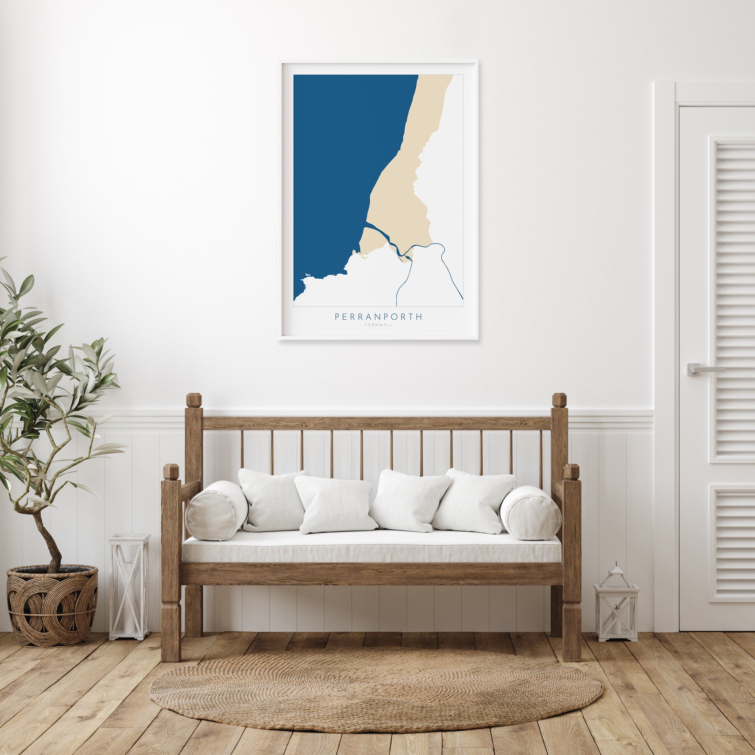 Perranporth Beach Print - Perranporth Map Art, Cornwall Map, Cornwall Coast Map, Cornwall Beach Print