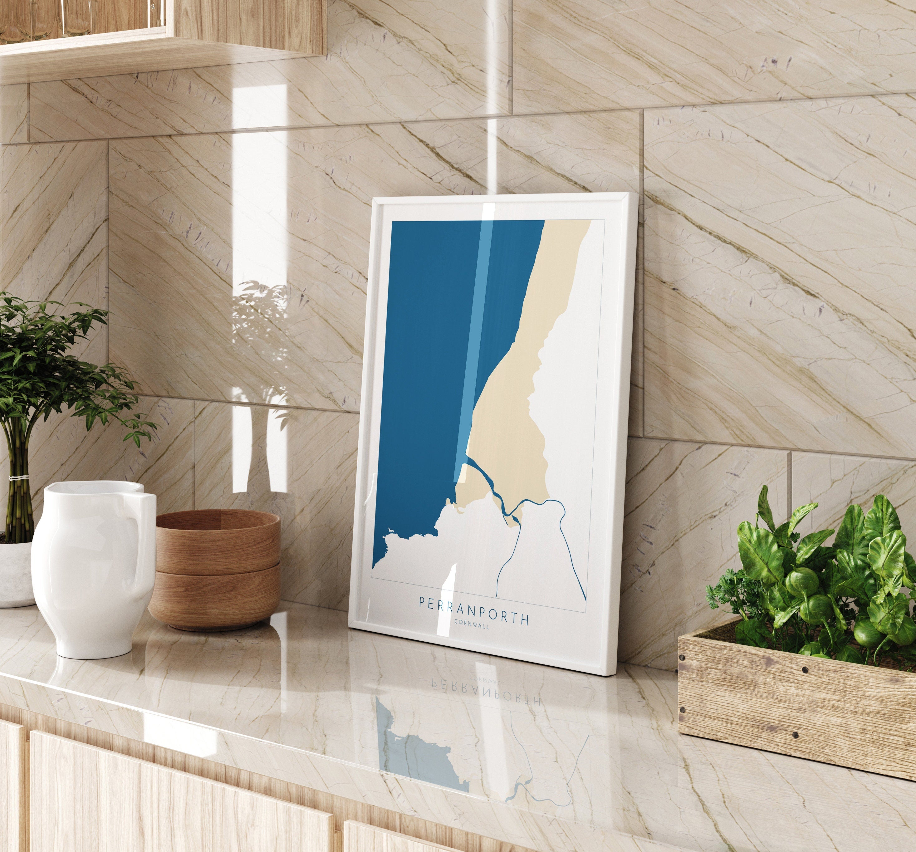 Perranporth Beach Print - Perranporth Map Art, Cornwall Map, Cornwall Coast Map, Cornwall Beach Print