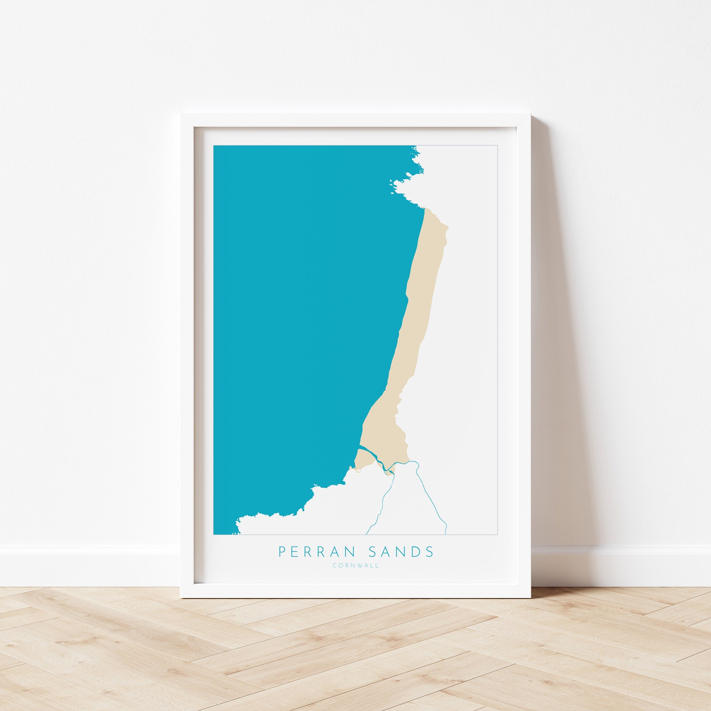 Perran Sands Map Art - Perranporth Map Art, Cornwall Map, Cornwall Coast Map, Cornwall Beach Print, Newquay Art